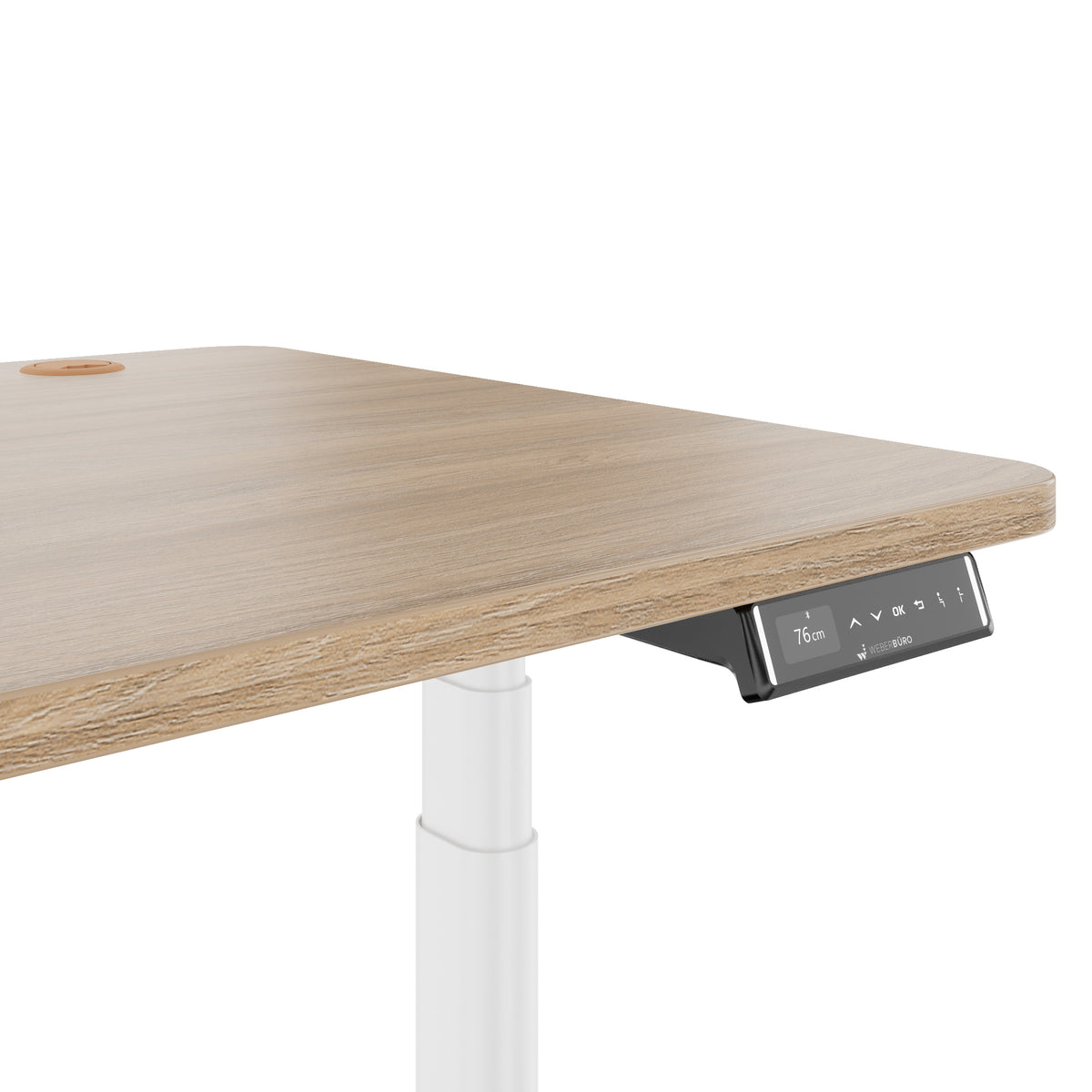 TELDRA Pro Curve, 2-Motoren-Schreibtisch | 1200-2000 mm, elektrisch höhenverstellbar, Bernsteineiche