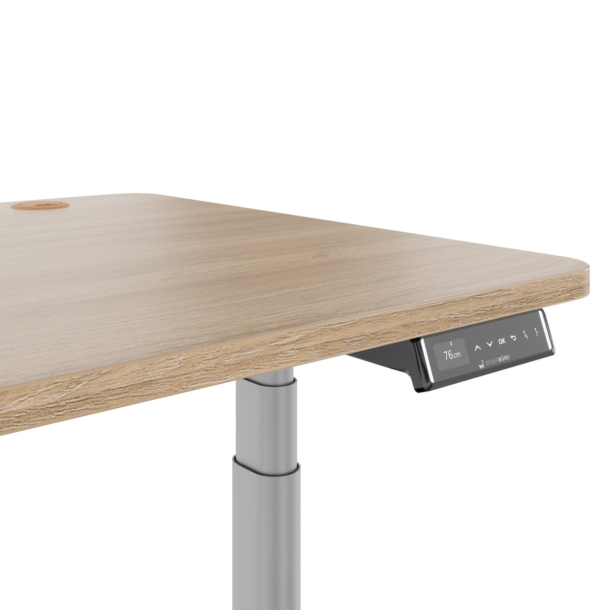 TELDRA Pro Curve, 2-Motoren-Schreibtisch | 1200-2000 mm, elektrisch höhenverstellbar, Bernsteineiche