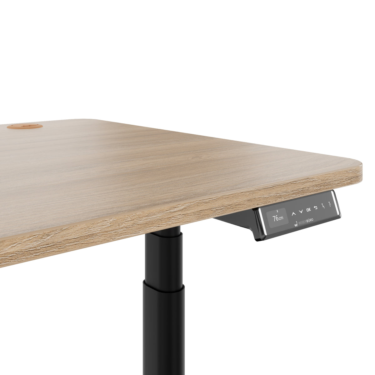 TELDRA Pro Curve, 2-Motoren-Schreibtisch | 1200-2000 mm, elektrisch höhenverstellbar, Bernsteineiche