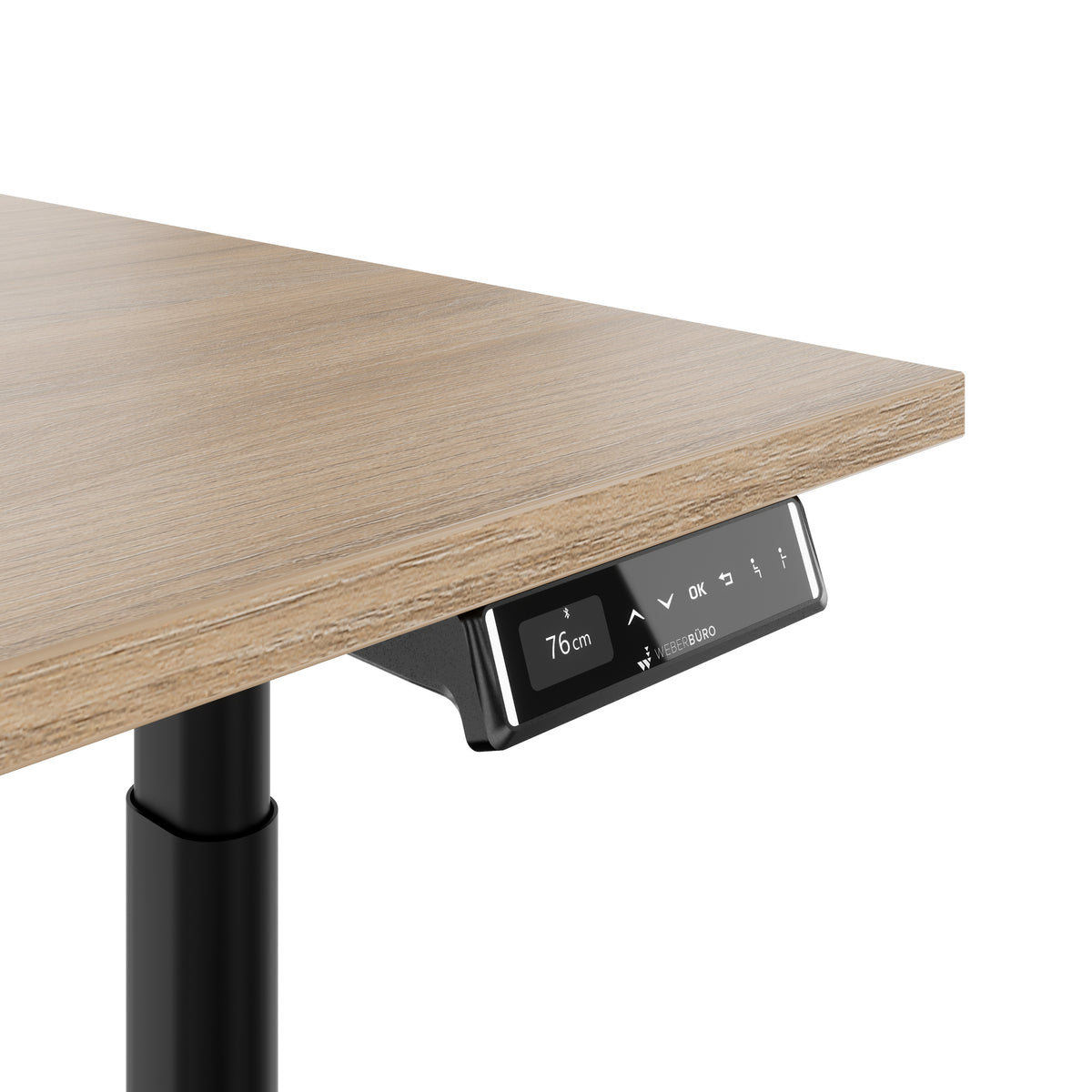 TELDRA Pro Curve, 2-Motoren-Schreibtisch | 1200-2000 mm, elektrisch höhenverstellbar, Bernsteineiche