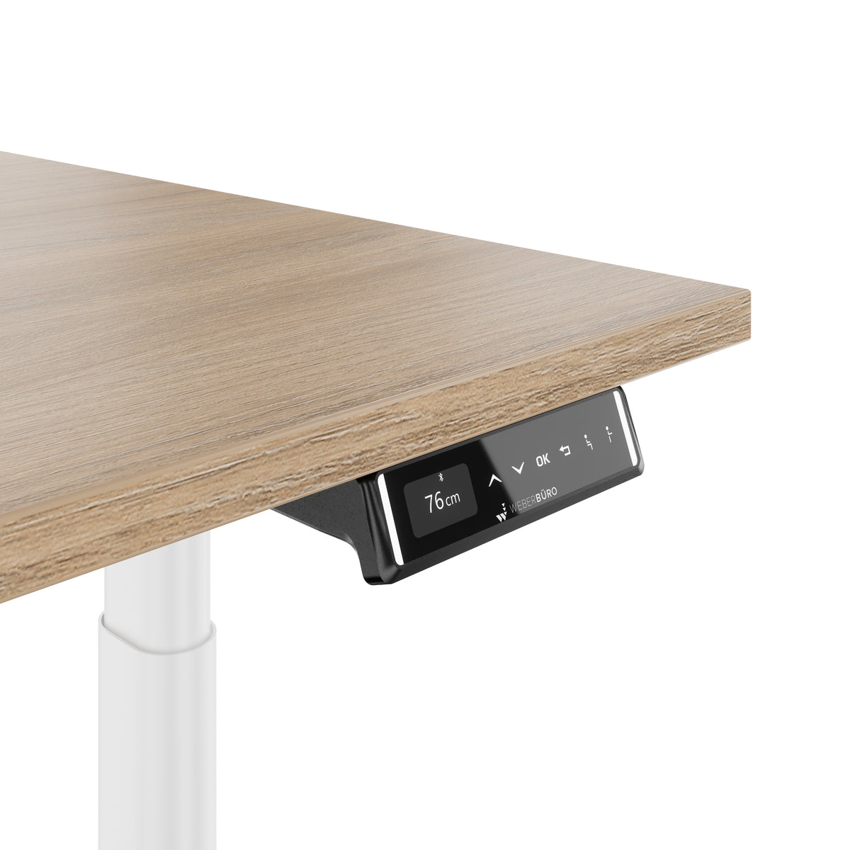TELDRA Pro Curve, 2-Motoren-Schreibtisch | 1200-2000 mm, elektrisch höhenverstellbar, Bernsteineiche