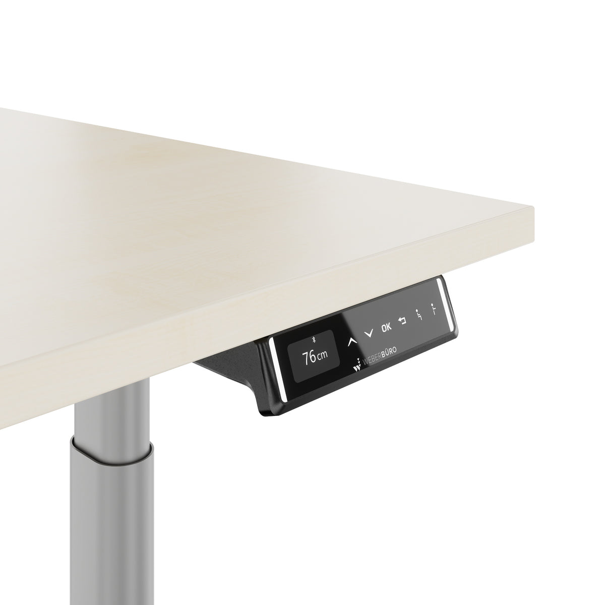 TELDRA Pro Curve, 2-Motoren-Schreibtisch | 1600-1800 mm, elektrisch höhenverstellbar, Ahorn