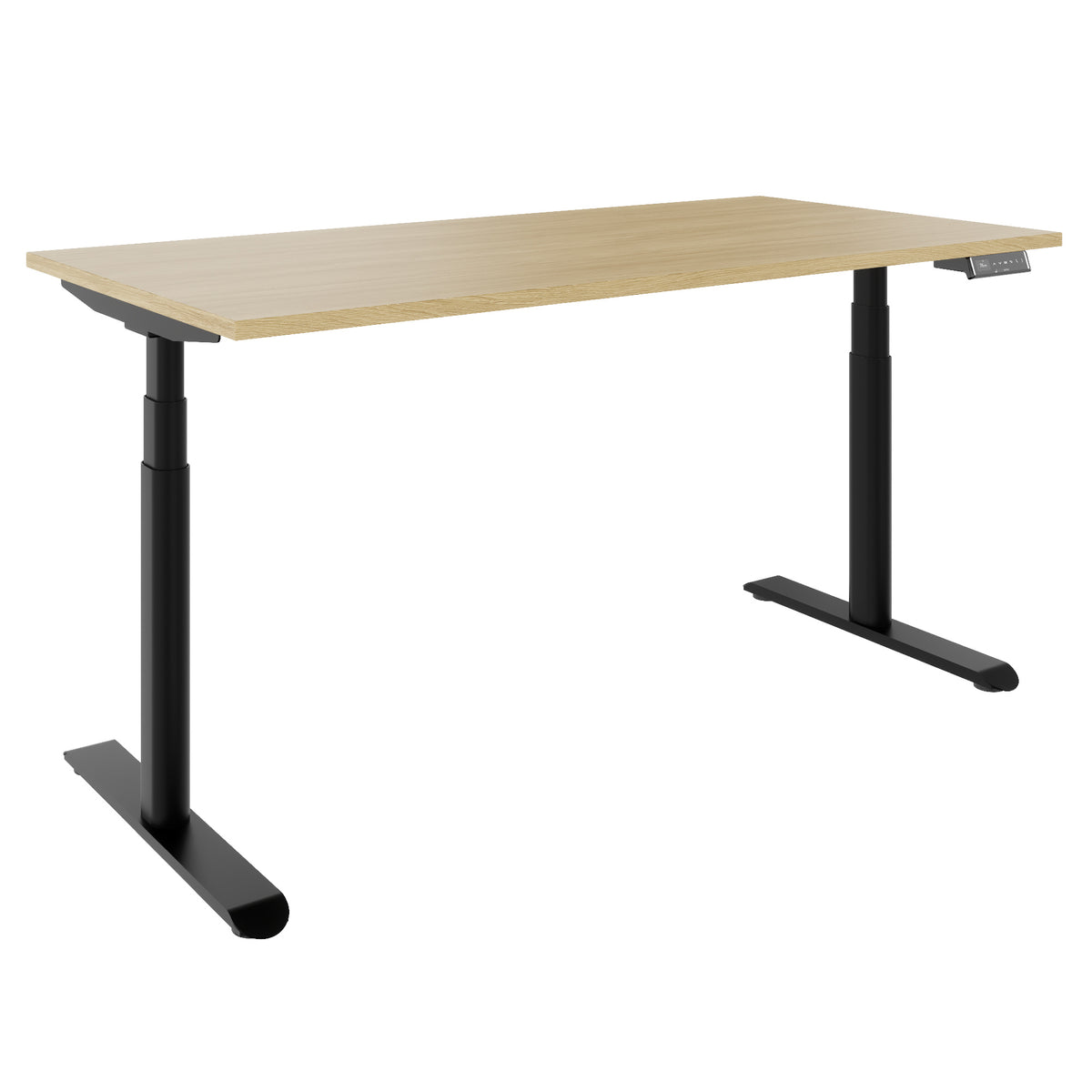 TELDRA Pro Curve, 2-Motoren-Schreibtisch | 1600-2000 mm, elektrisch höhenverstellbar, Echtholzfurnier Eiche