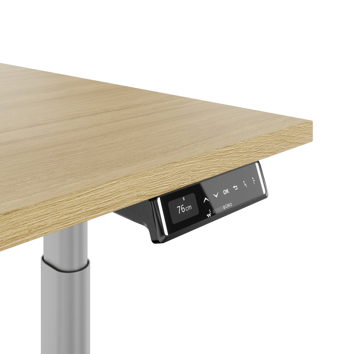 TELDRA Pro Curve, 2-Motoren-Schreibtisch | 1600-2000 mm, elektrisch höhenverstellbar, Echtholzfurnier Eiche