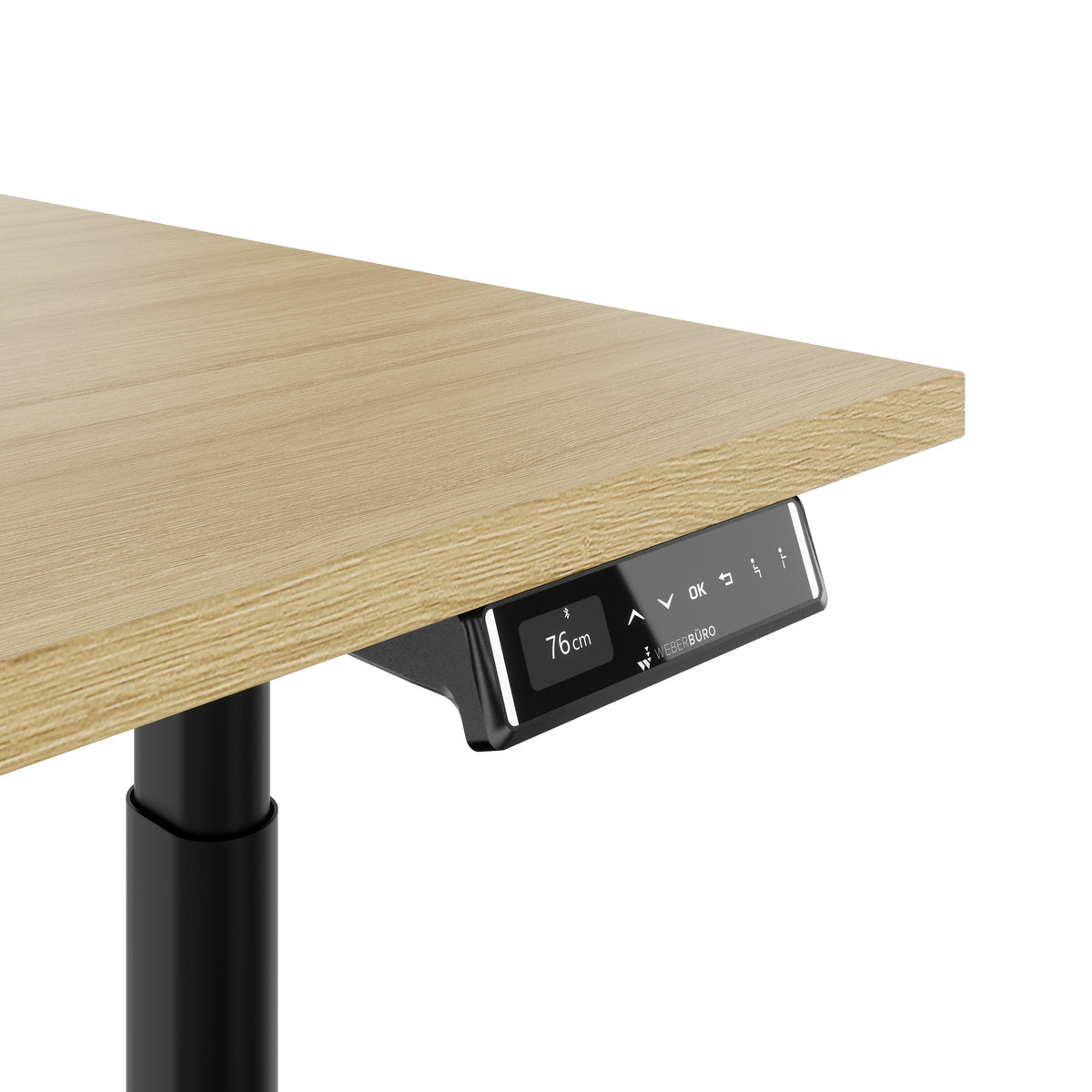 TELDRA Pro Curve, 2-Motoren-Schreibtisch | 1600-2000 mm, elektrisch höhenverstellbar, Echtholzfurnier Eiche