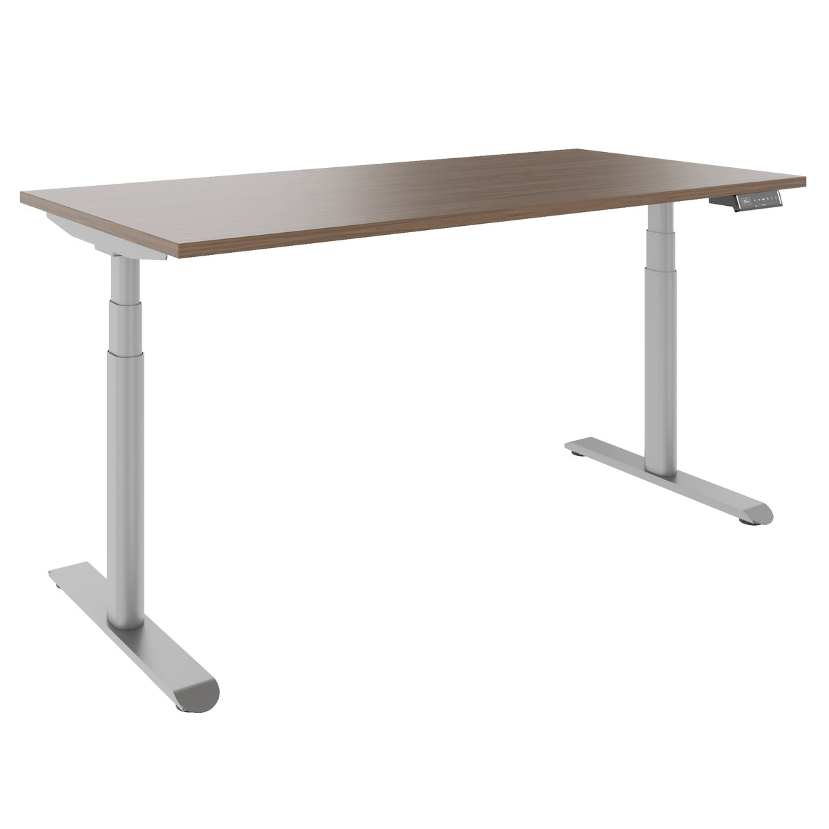 TELDRA Pro Curve, 2-Motoren-Schreibtisch | 1600-2000 mm, elektrisch höhenverstellbar, Echtholzfurnier Nussbaum