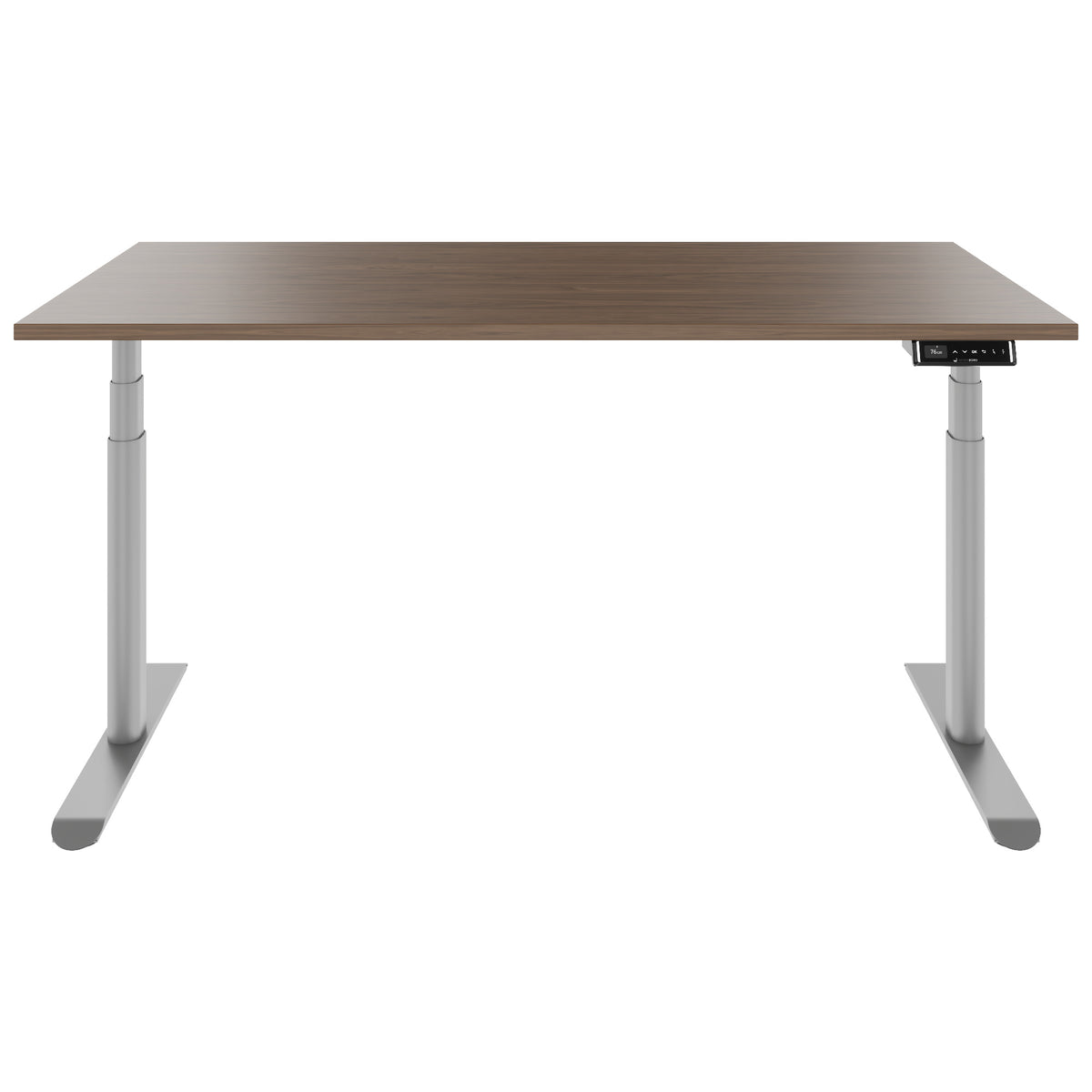TELDRA Pro Curve, 2-Motoren-Schreibtisch | 1600-2000 mm, elektrisch höhenverstellbar, Echtholzfurnier Nussbaum