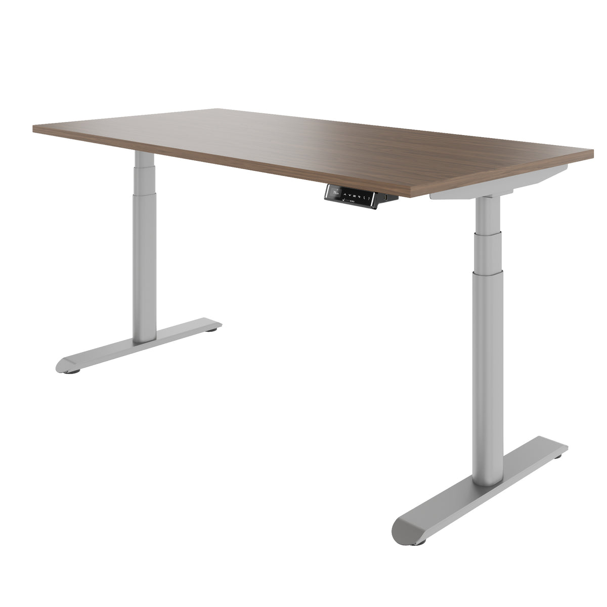 TELDRA Pro Curve, 2-Motoren-Schreibtisch | 1600-2000 mm, elektrisch höhenverstellbar, Echtholzfurnier Nussbaum