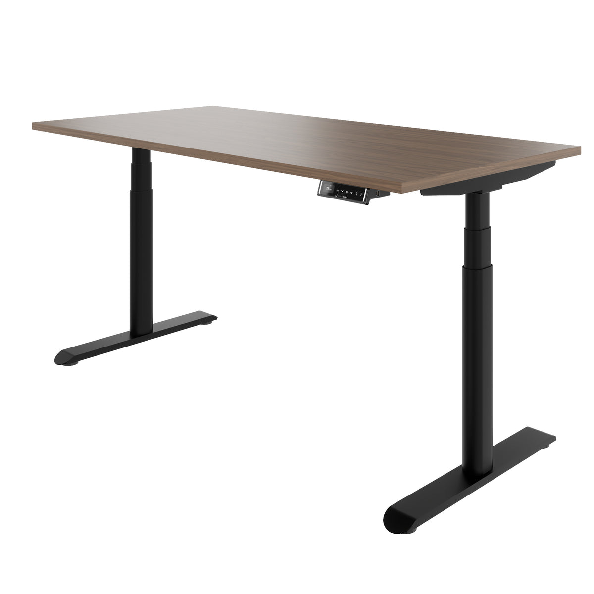 TELDRA Pro Curve, 2-Motoren-Schreibtisch | 1600-2000 mm, elektrisch höhenverstellbar, Echtholzfurnier Nussbaum
