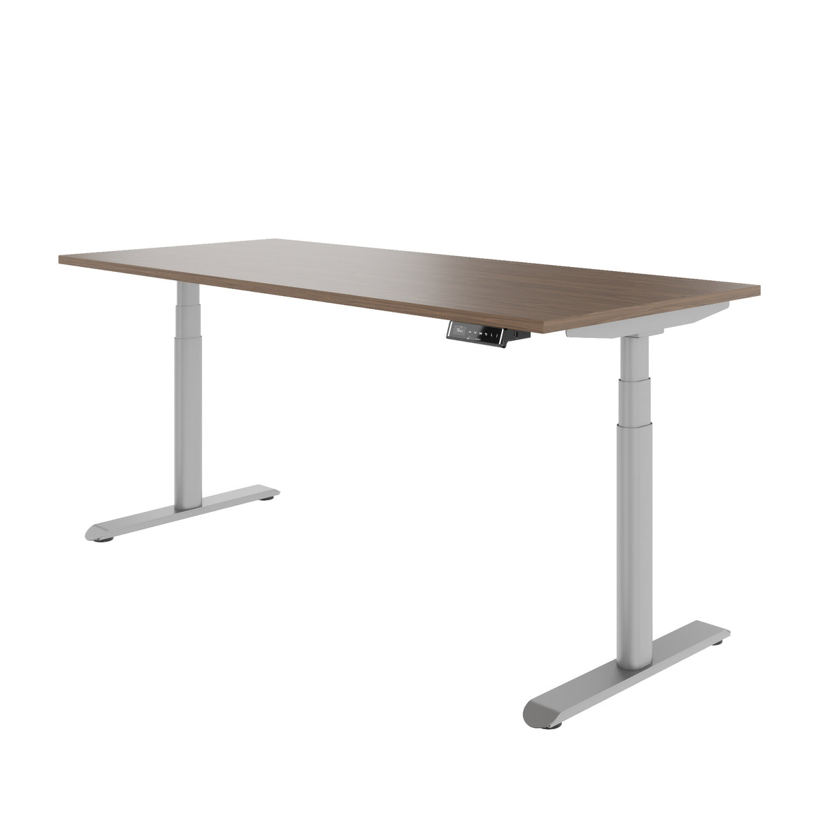 TELDRA Pro Curve, 2-Motoren-Schreibtisch | 1600-2000 mm, elektrisch höhenverstellbar, Echtholzfurnier Nussbaum