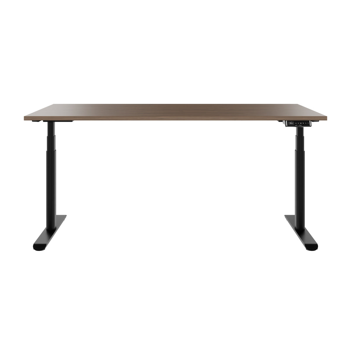 TELDRA Pro Curve, 2-Motoren-Schreibtisch | 1600-2000 mm, elektrisch höhenverstellbar, Echtholzfurnier Nussbaum