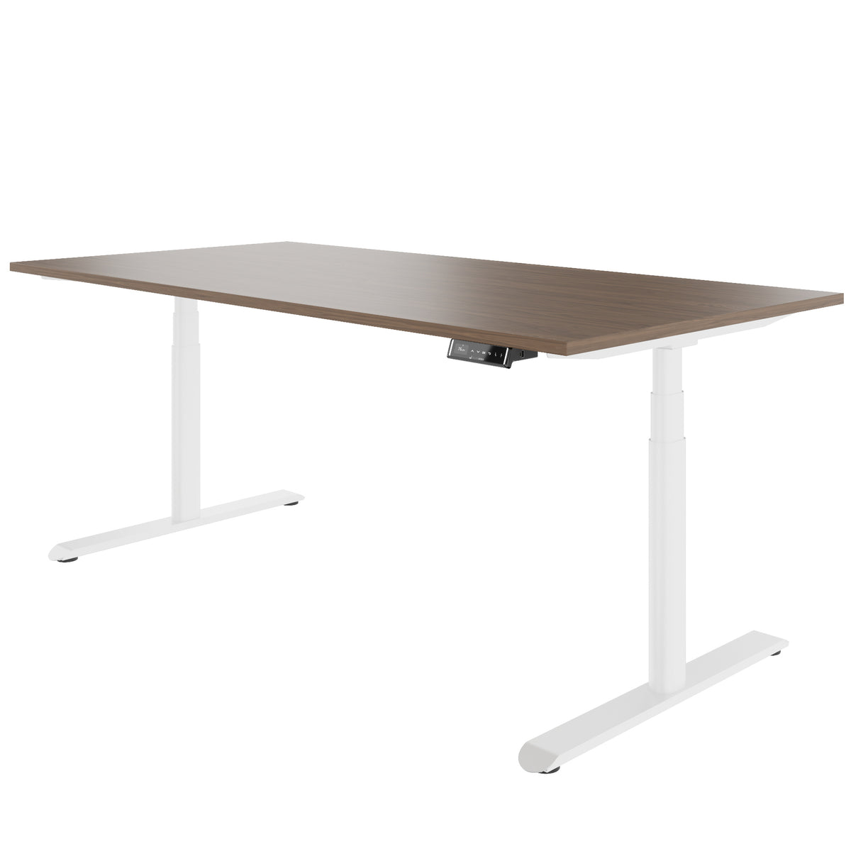TELDRA Pro Curve, 2-Motoren-Schreibtisch | 1600-2000 mm, elektrisch höhenverstellbar, Echtholzfurnier Nussbaum