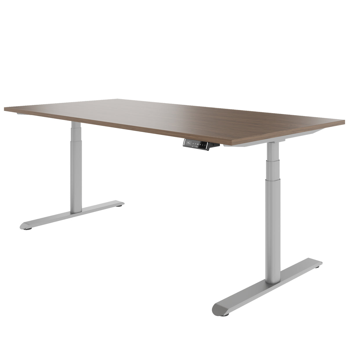TELDRA Pro Curve, 2-Motoren-Schreibtisch | 1600-2000 mm, elektrisch höhenverstellbar, Echtholzfurnier Nussbaum