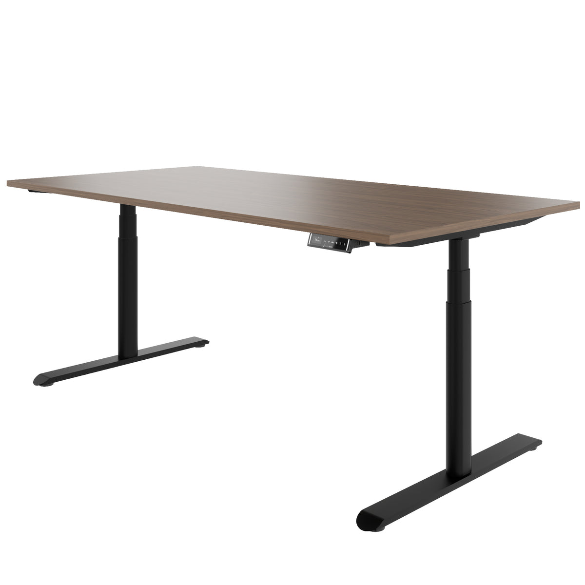 TELDRA Pro Curve, 2-Motoren-Schreibtisch | 1600-2000 mm, elektrisch höhenverstellbar, Echtholzfurnier Nussbaum