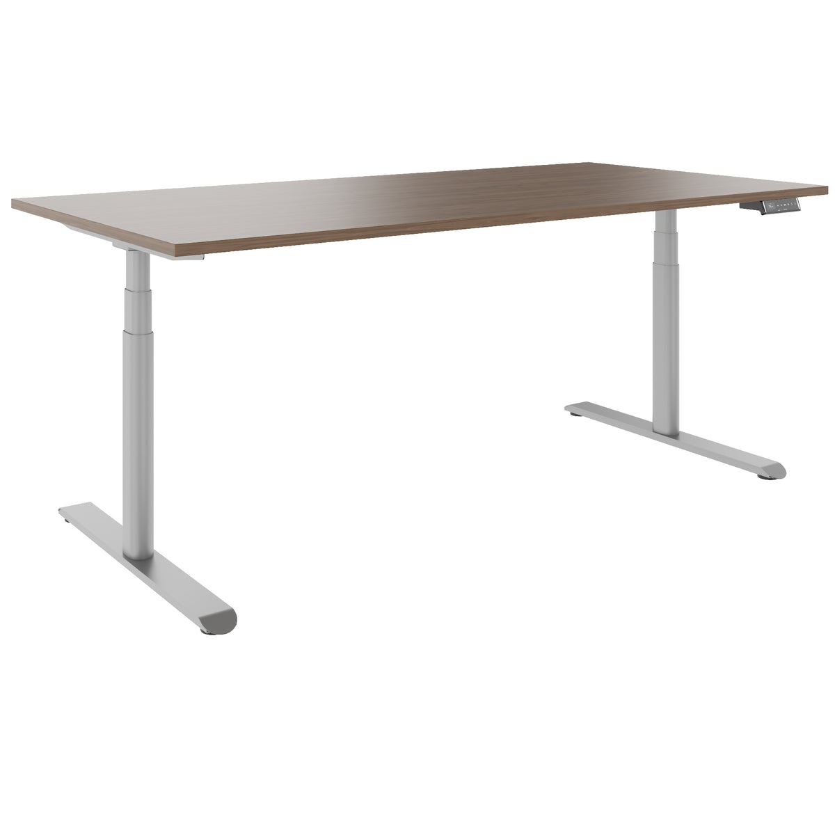 TELDRA Pro Curve, 2-Motoren-Schreibtisch | 1600-2000 mm, elektrisch höhenverstellbar, Echtholzfurnier Nussbaum