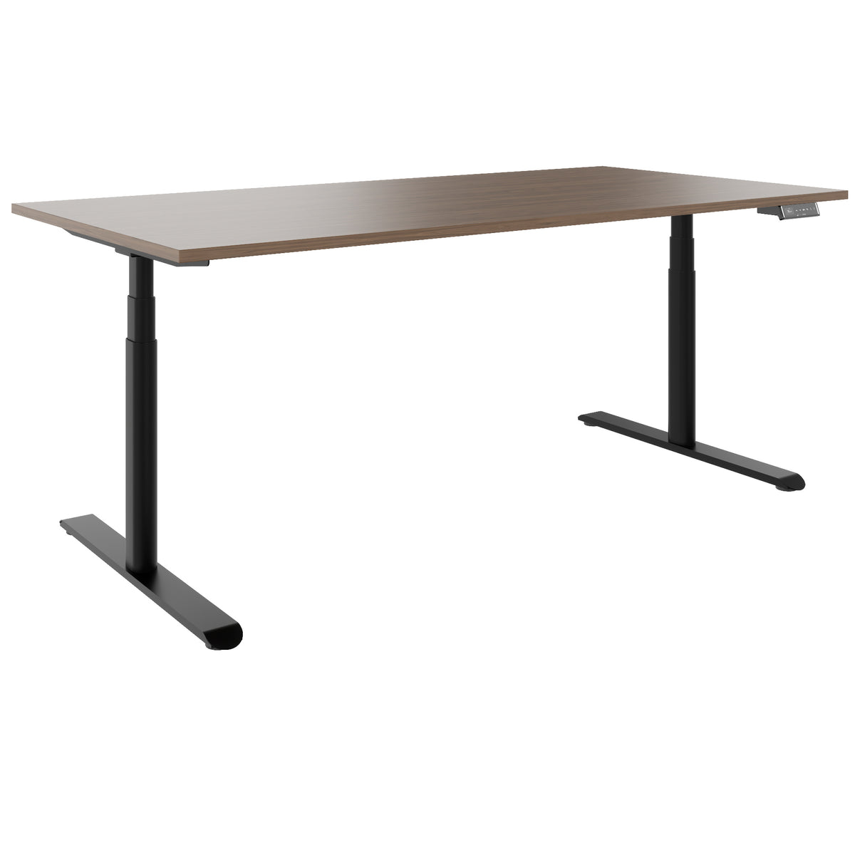 TELDRA Pro Curve, 2-Motoren-Schreibtisch | 1600-2000 mm, elektrisch höhenverstellbar, Echtholzfurnier Nussbaum