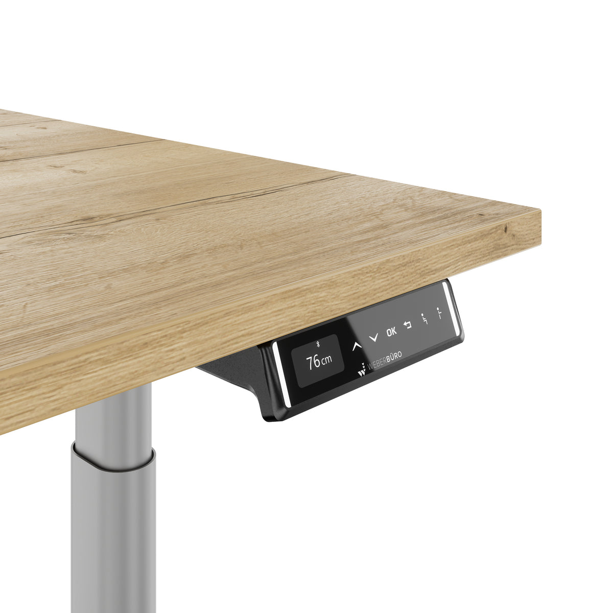 TELDRA Pro Curve, 2-Motoren-Schreibtisch | 1600-2000 mm, elektrisch höhenverstellbar, Wildeiche