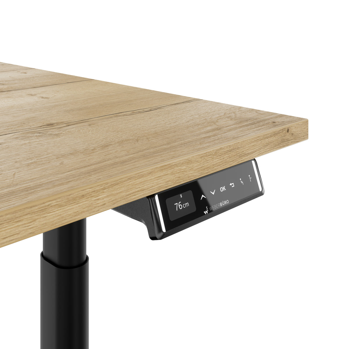 TELDRA Pro Curve, 2-Motoren-Schreibtisch | 1600-2000 mm, elektrisch höhenverstellbar, Wildeiche
