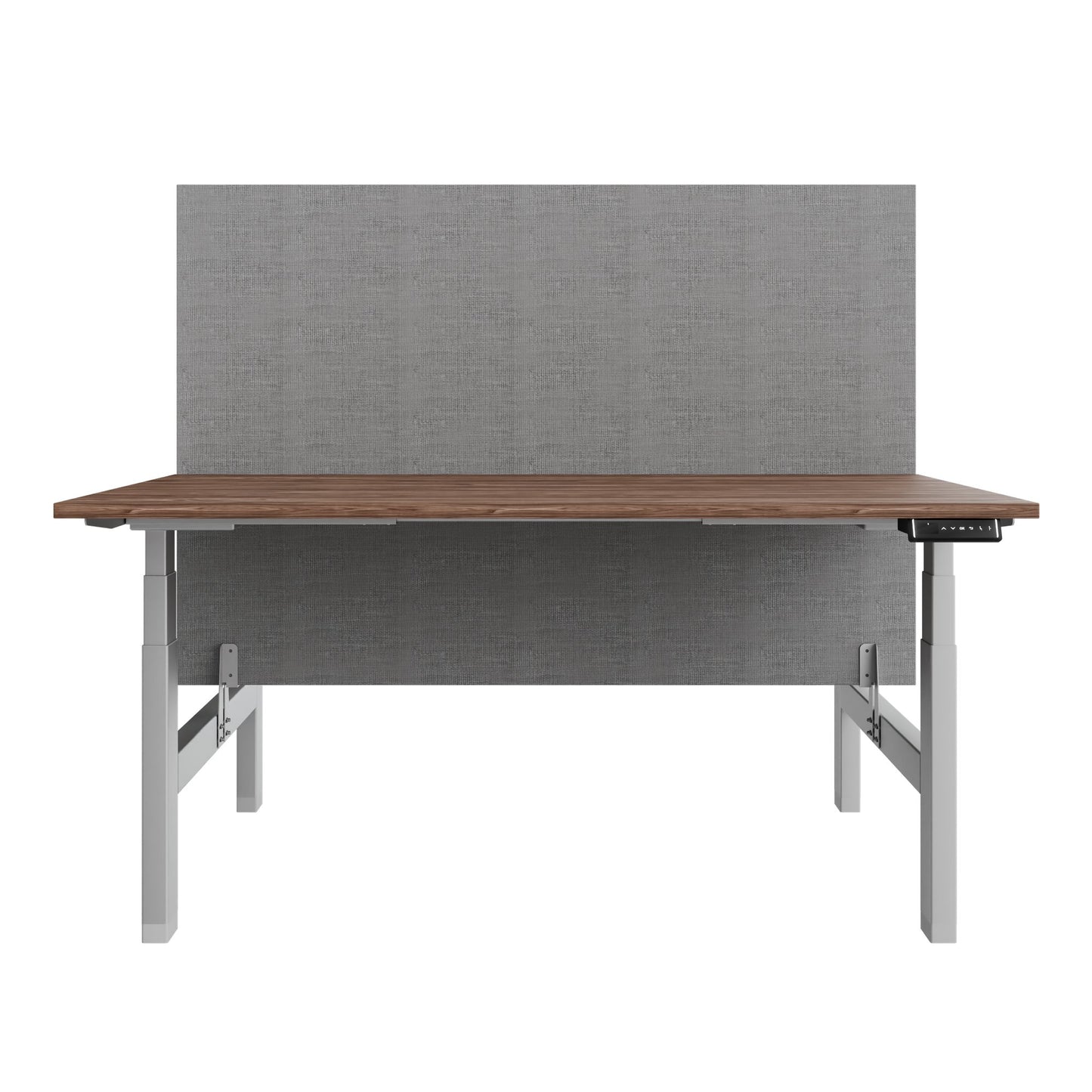 TELDRA Pro Team-Schreibtisch | 1600-1800 mm, elektrisch höhenverstellbar, Echtholz-Furnier Nussbaum