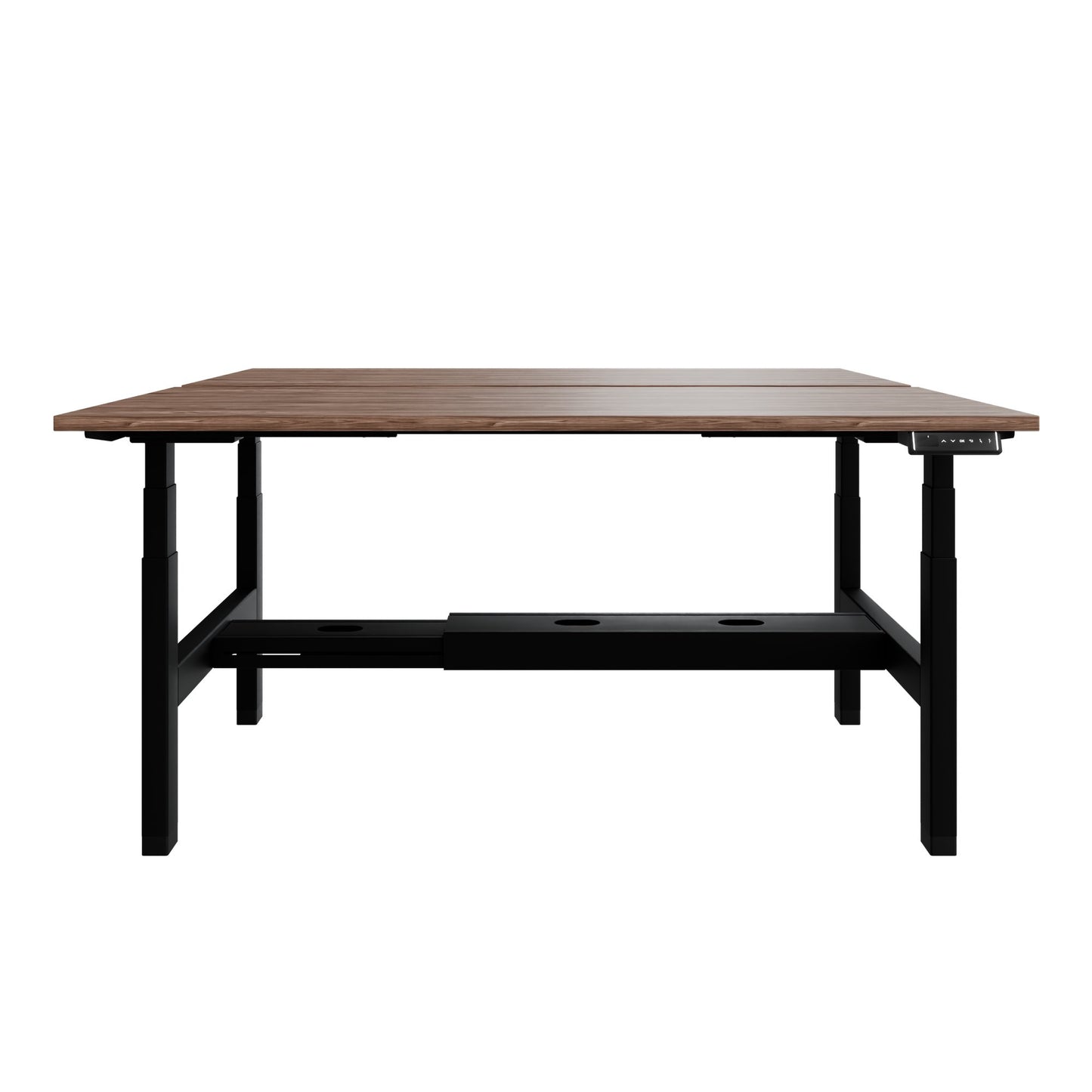 TELDRA Pro Team-Schreibtisch | 1600-1800 mm, elektrisch höhenverstellbar, Echtholz-Furnier Nussbaum