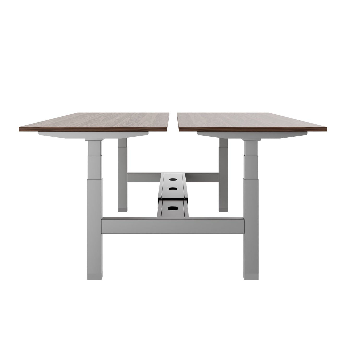 TELDRA Pro Team-Schreibtisch | 1600-1800 mm, elektrisch höhenverstellbar, Echtholz-Furnier Nussbaum