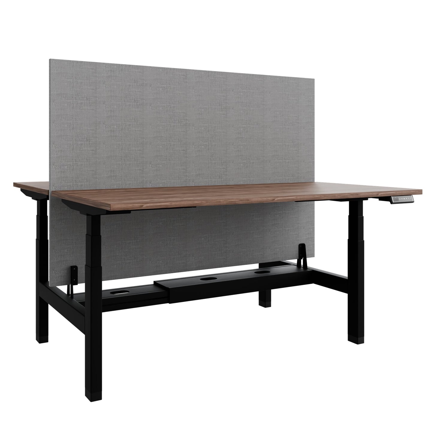 TELDRA Pro Team-Schreibtisch | 1600-1800 mm, elektrisch höhenverstellbar, Echtholz-Furnier Nussbaum