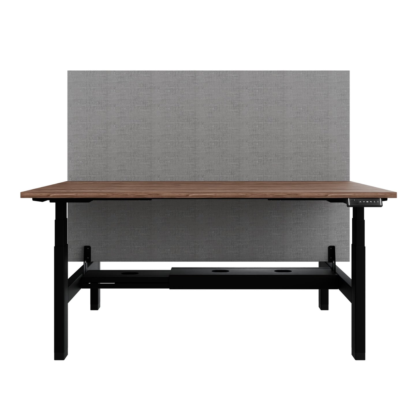 TELDRA Pro Team-Schreibtisch | 1600-1800 mm, elektrisch höhenverstellbar, Echtholz-Furnier Nussbaum