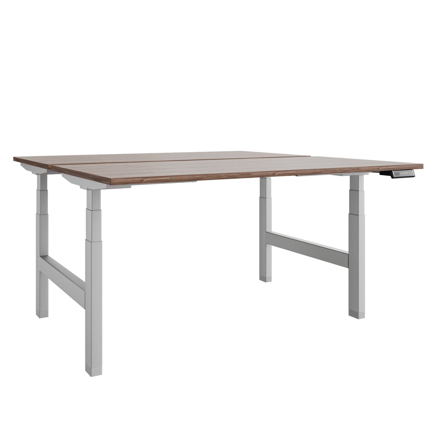 TELDRA Pro Team-Schreibtisch | 1600-1800 mm, elektrisch höhenverstellbar, Echtholz-Furnier Nussbaum