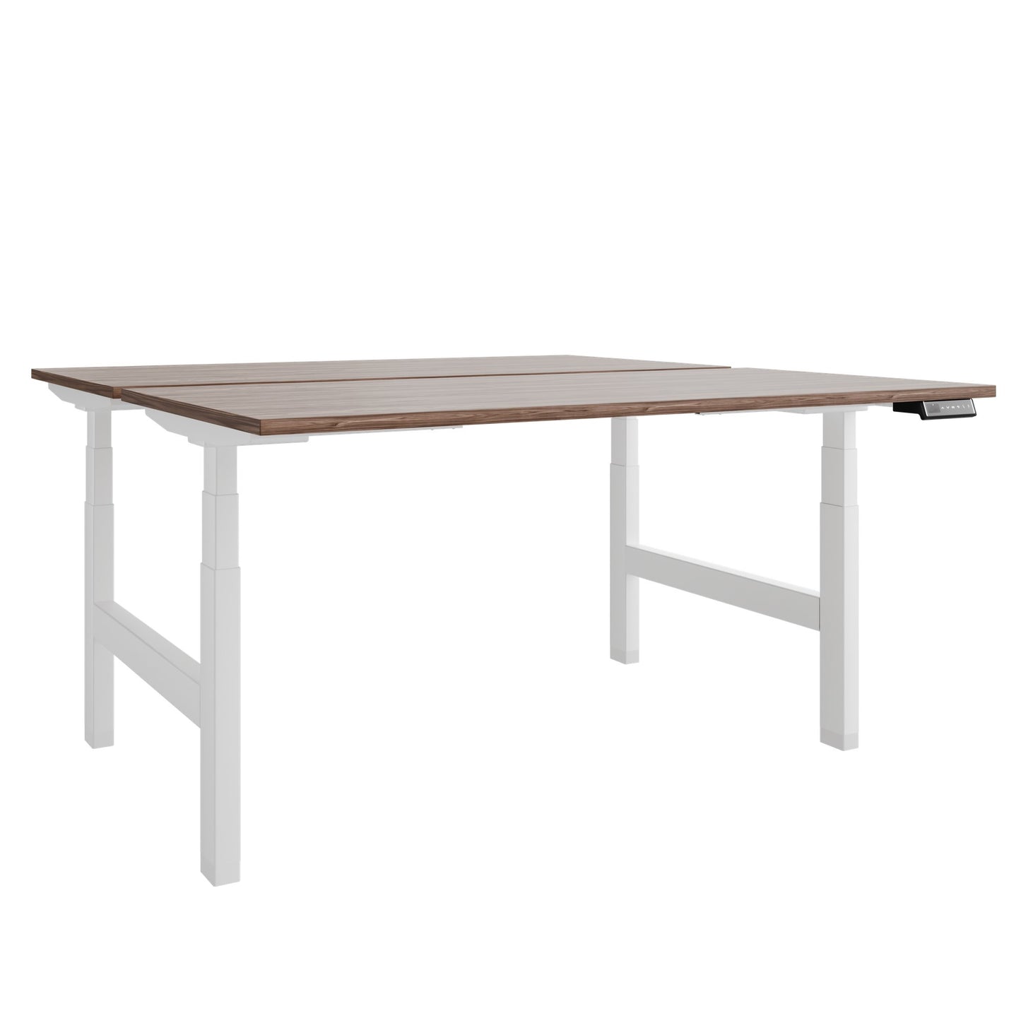 TELDRA Pro Team-Schreibtisch | 1600-1800 mm, elektrisch höhenverstellbar, Echtholz-Furnier Nussbaum