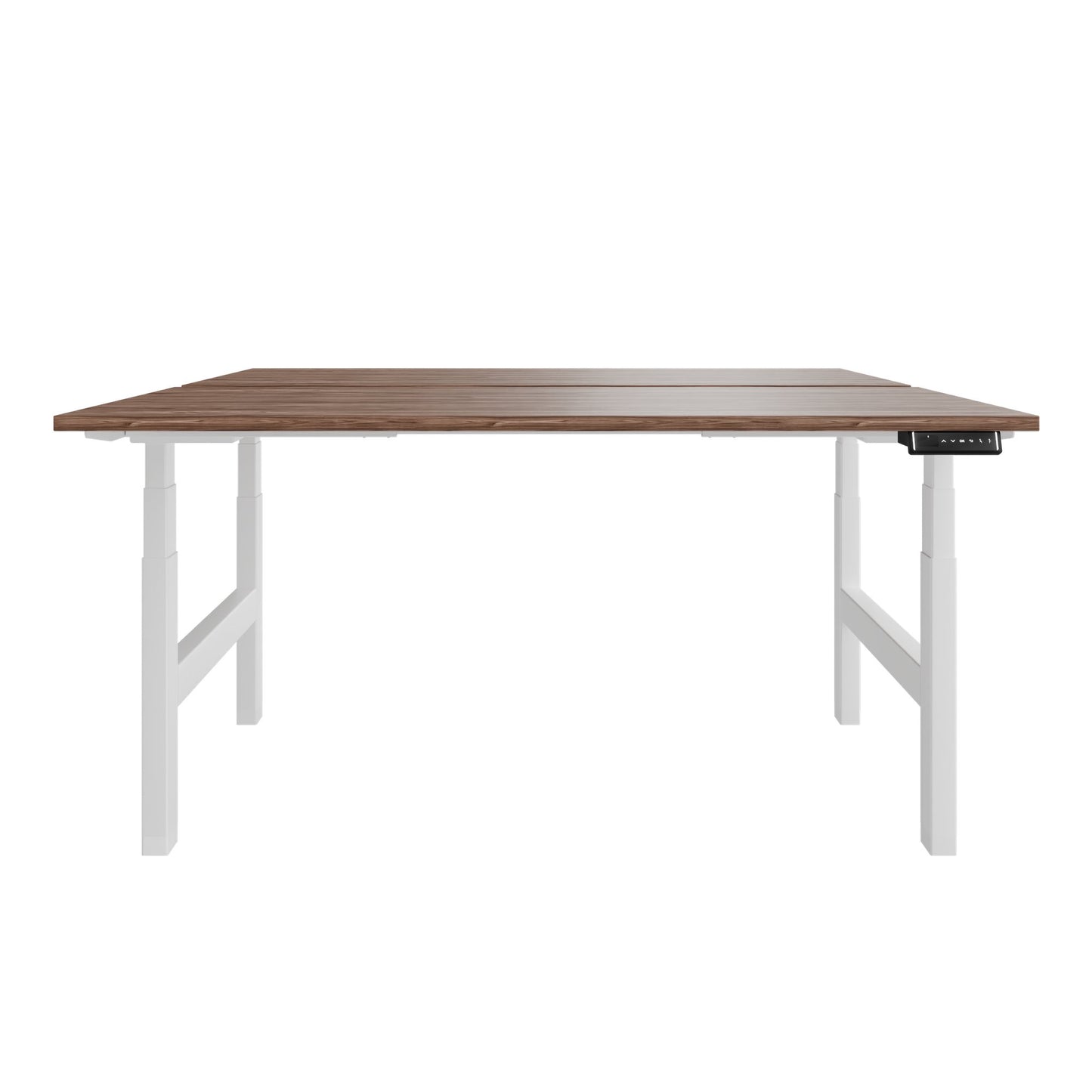 TELDRA Pro Team-Schreibtisch | 1600-1800 mm, elektrisch höhenverstellbar, Echtholz-Furnier Nussbaum