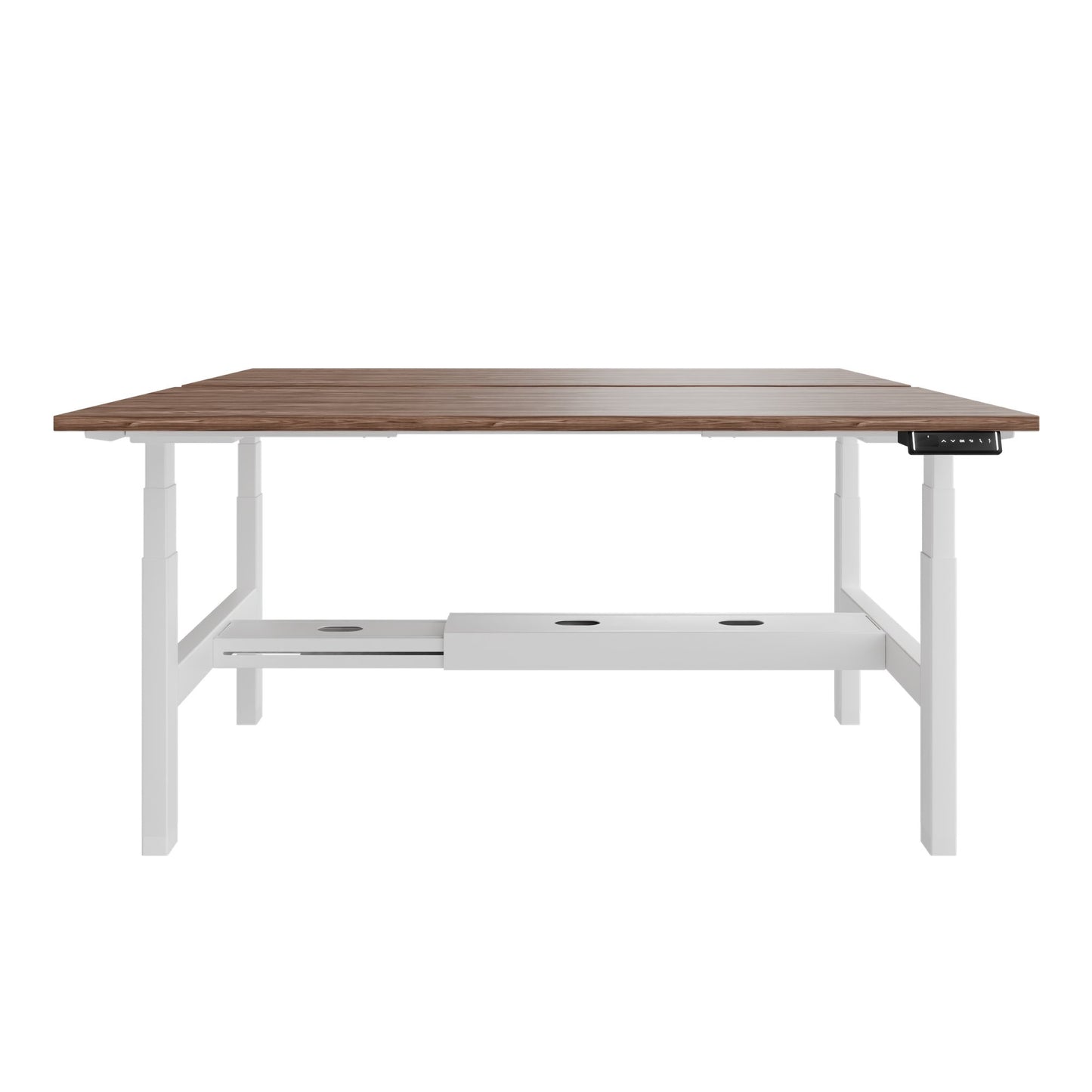 TELDRA Pro Team-Schreibtisch | 1600-1800 mm, elektrisch höhenverstellbar, Echtholz-Furnier Nussbaum