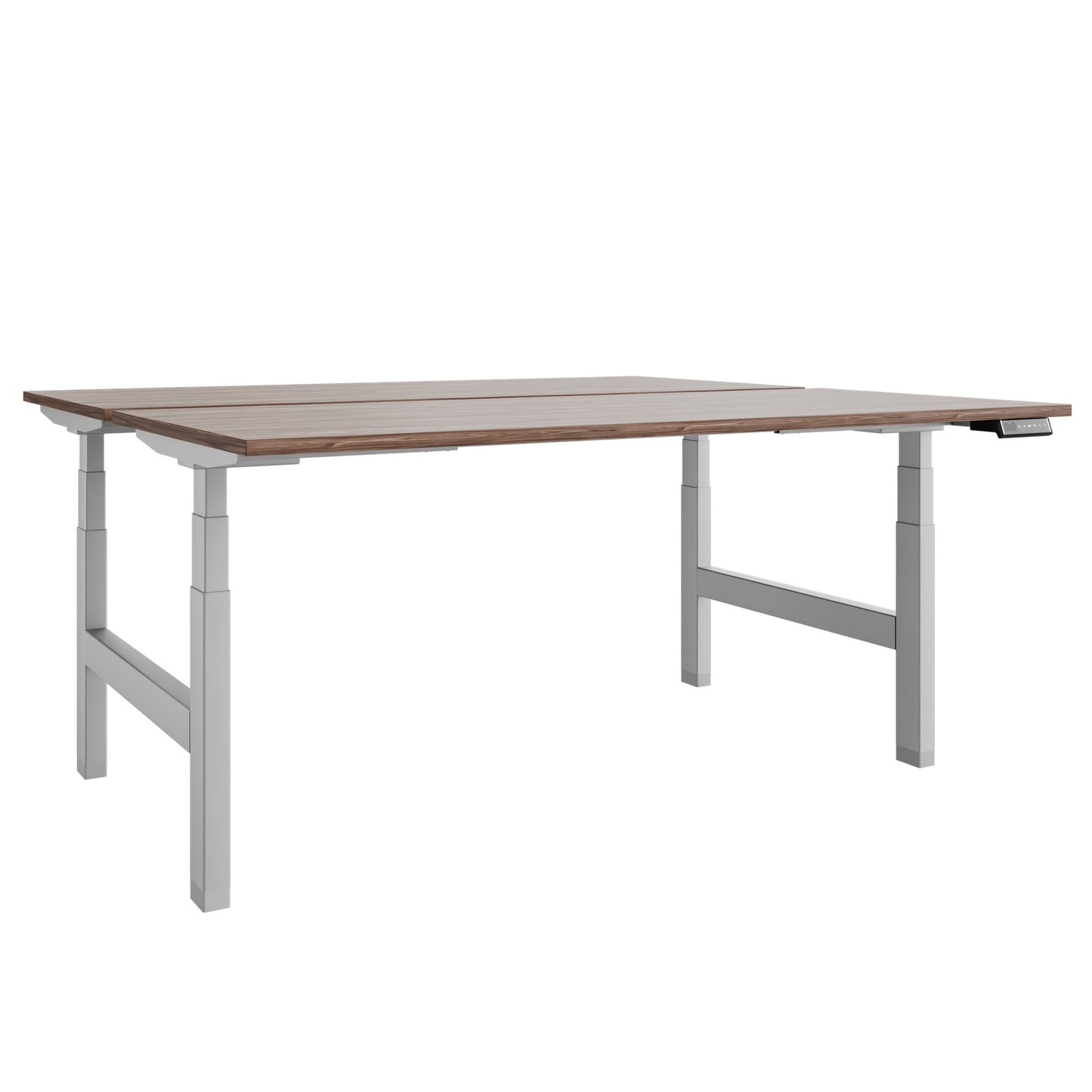 TELDRA Pro Team-Schreibtisch | 1600-1800 mm, elektrisch höhenverstellbar, Echtholz-Furnier Nussbaum