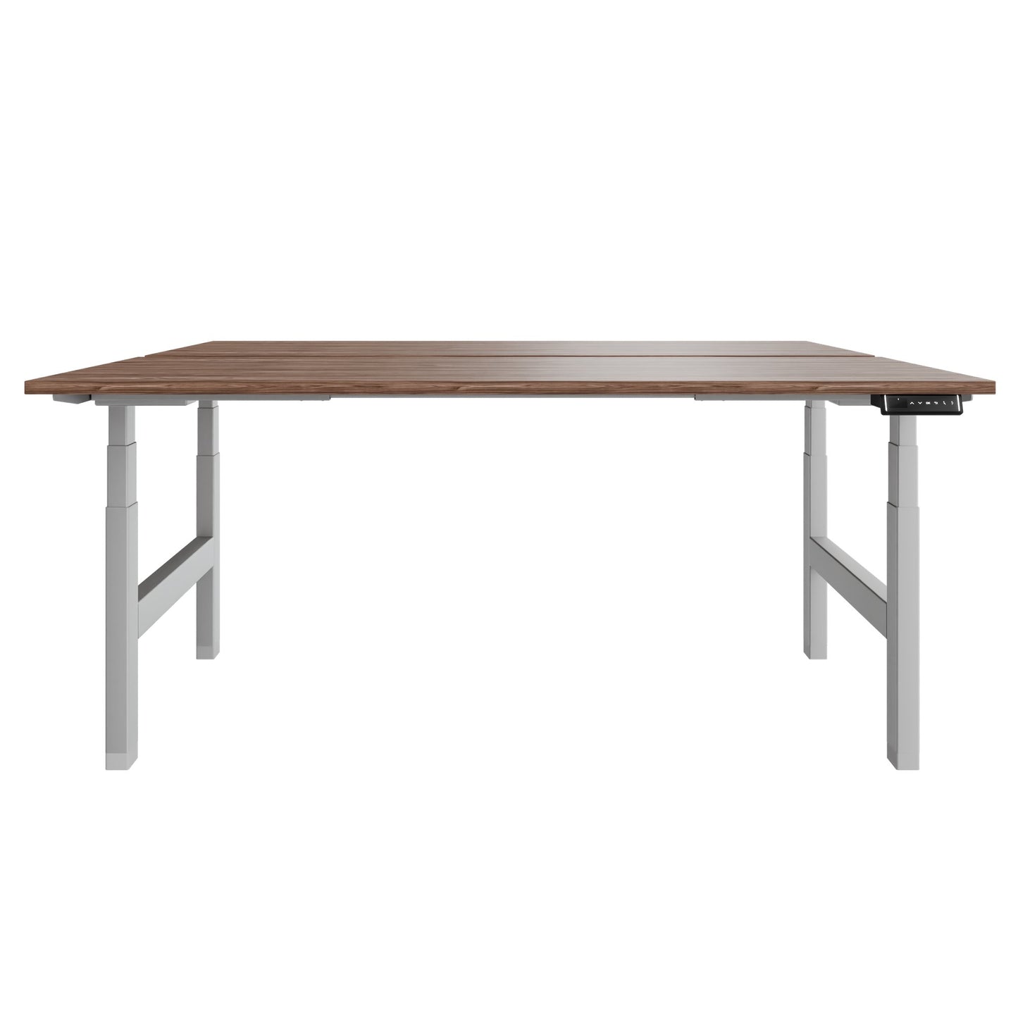 TELDRA Pro Team-Schreibtisch | 1600-1800 mm, elektrisch höhenverstellbar, Echtholz-Furnier Nussbaum