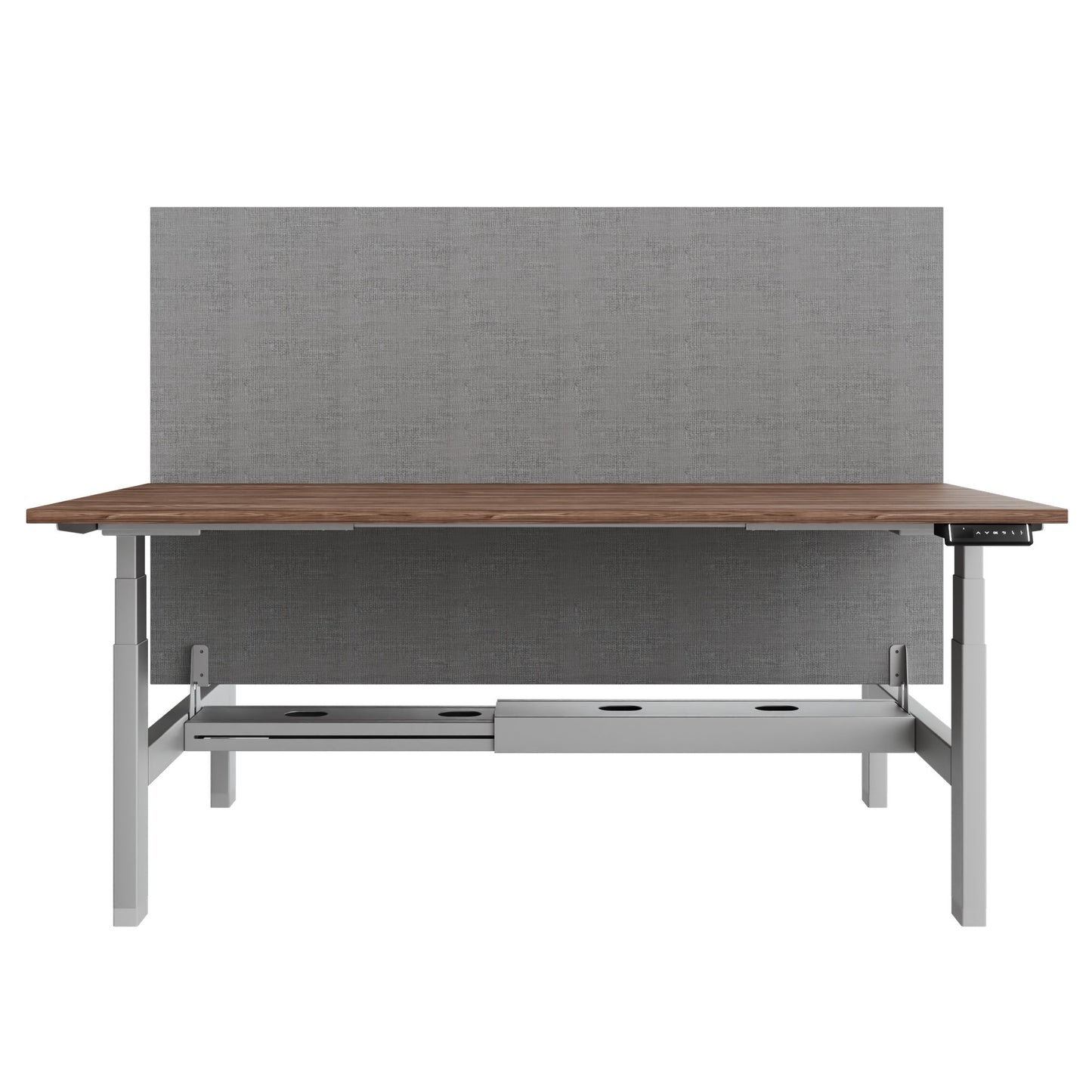 TELDRA Pro Team-Schreibtisch | 1600-1800 mm, elektrisch höhenverstellbar, Echtholz-Furnier Nussbaum