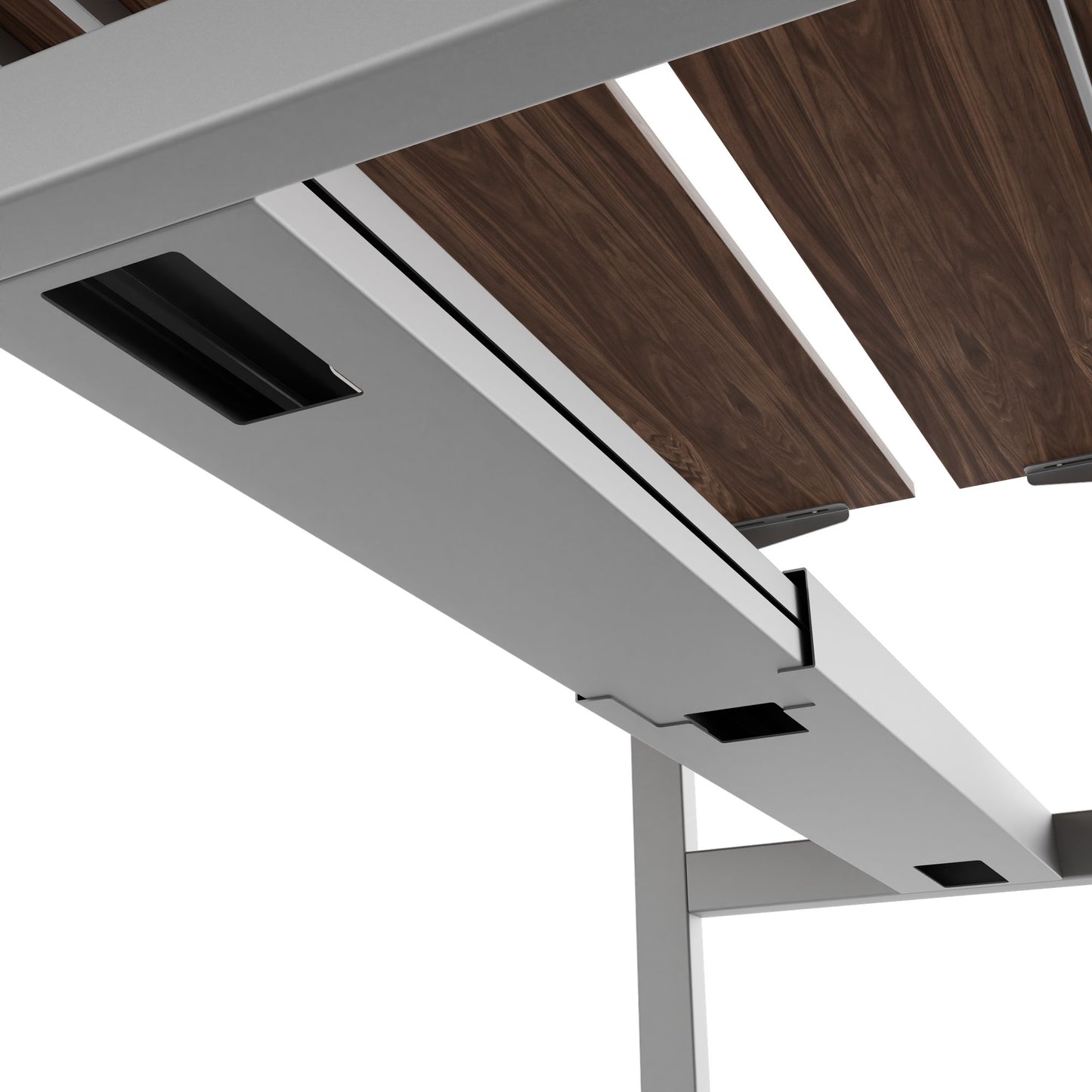 TELDRA Pro Team-Schreibtisch | 1600-1800 mm, elektrisch höhenverstellbar, Echtholz-Furnier Nussbaum