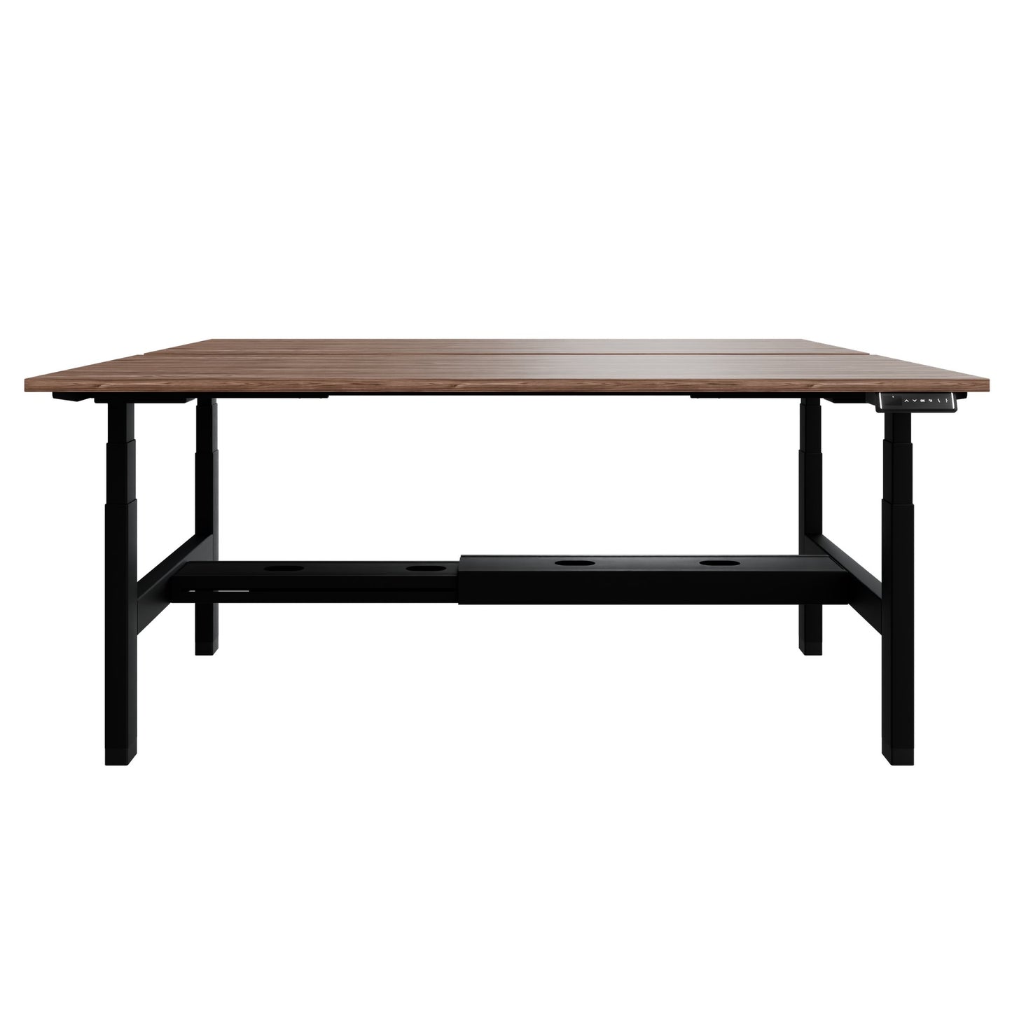 TELDRA Pro Team-Schreibtisch | 1600-1800 mm, elektrisch höhenverstellbar, Echtholz-Furnier Nussbaum