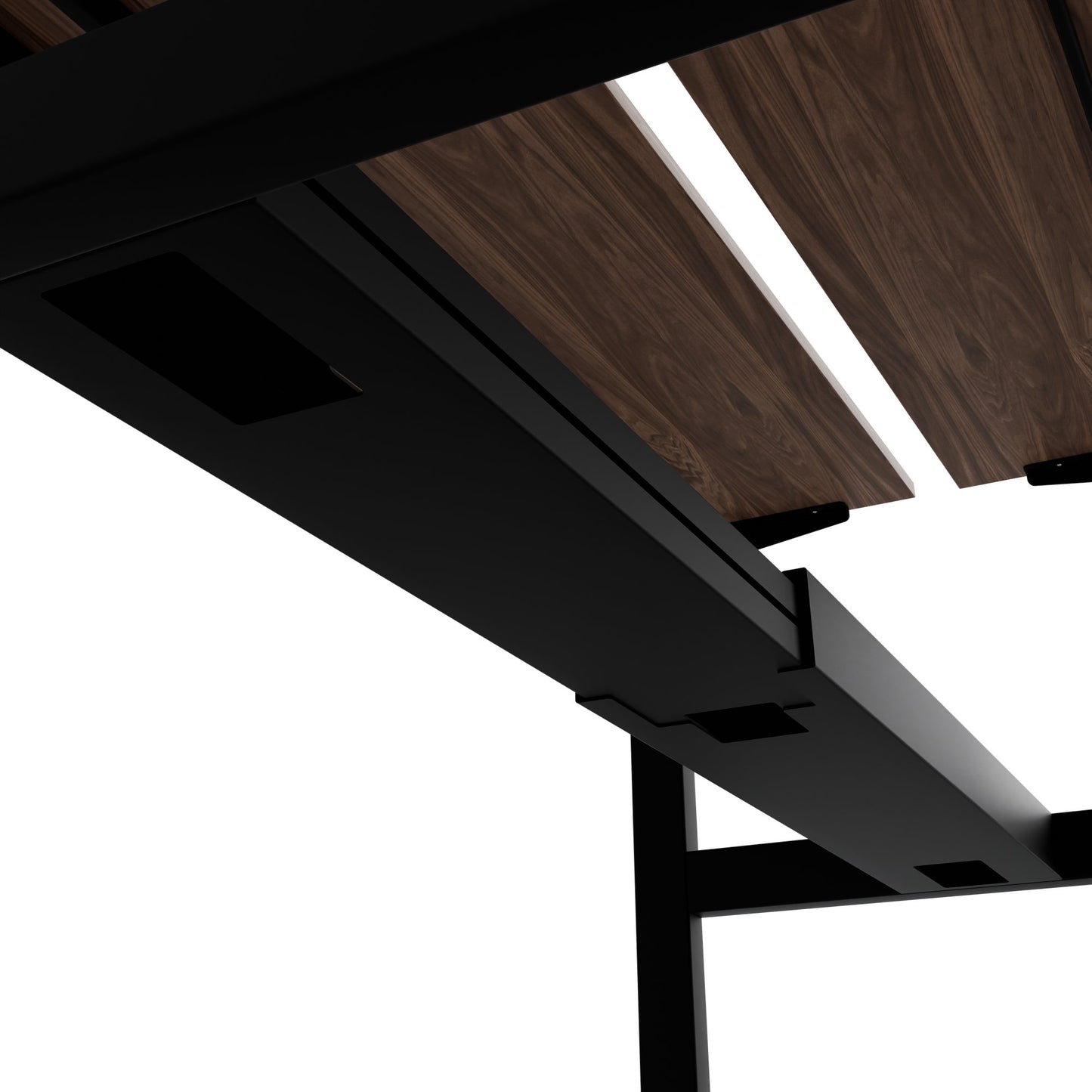 TELDRA Pro Team-Schreibtisch | 1600-1800 mm, elektrisch höhenverstellbar, Echtholz-Furnier Nussbaum