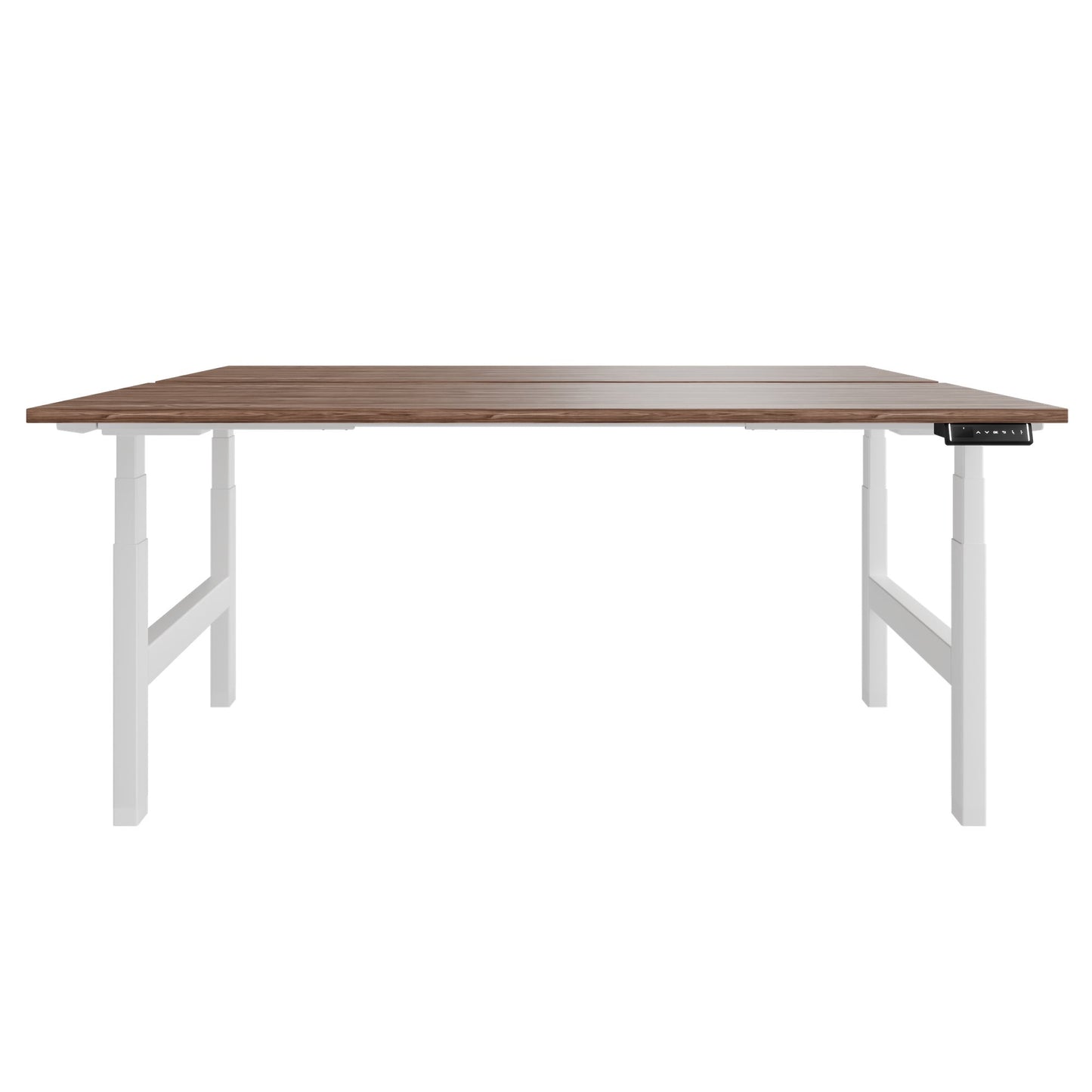 TELDRA Pro Team-Schreibtisch | 1600-1800 mm, elektrisch höhenverstellbar, Echtholz-Furnier Nussbaum