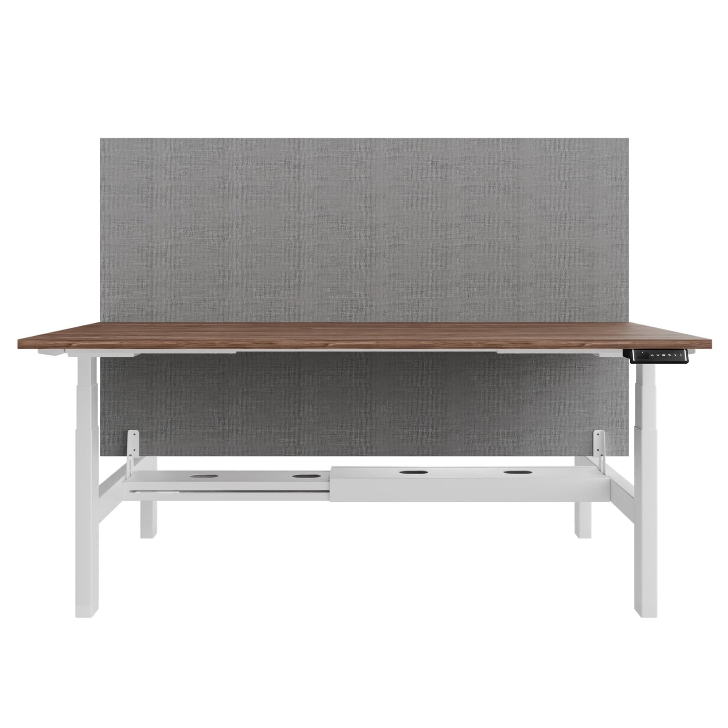 TELDRA Pro Team-Schreibtisch | 1600-1800 mm, elektrisch höhenverstellbar, Echtholz-Furnier Nussbaum