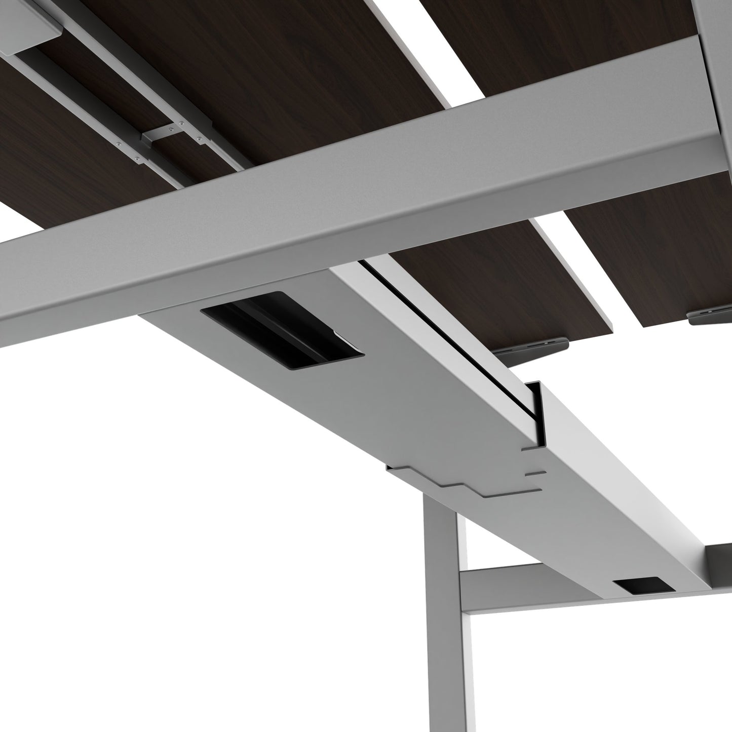 TELDRA Pro Team-Schreibtisch | 1600-1800 mm, elektrisch höhenverstellbar, Nussbaum