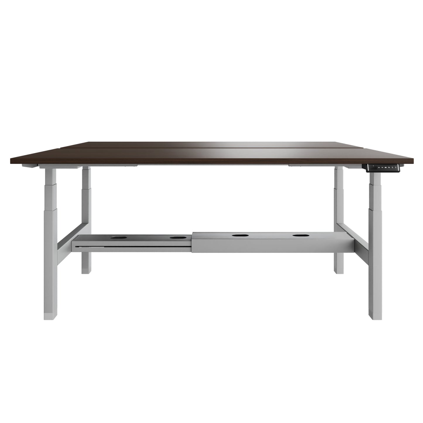 TELDRA Pro Team-Schreibtisch | 1600-1800 mm, elektrisch höhenverstellbar, Nussbaum