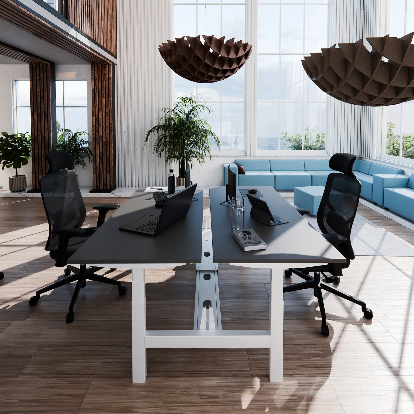 Bureau TELDRA Pro Team | 1600-1800 mm, réglable en hauteur électriquement, gris cubanite