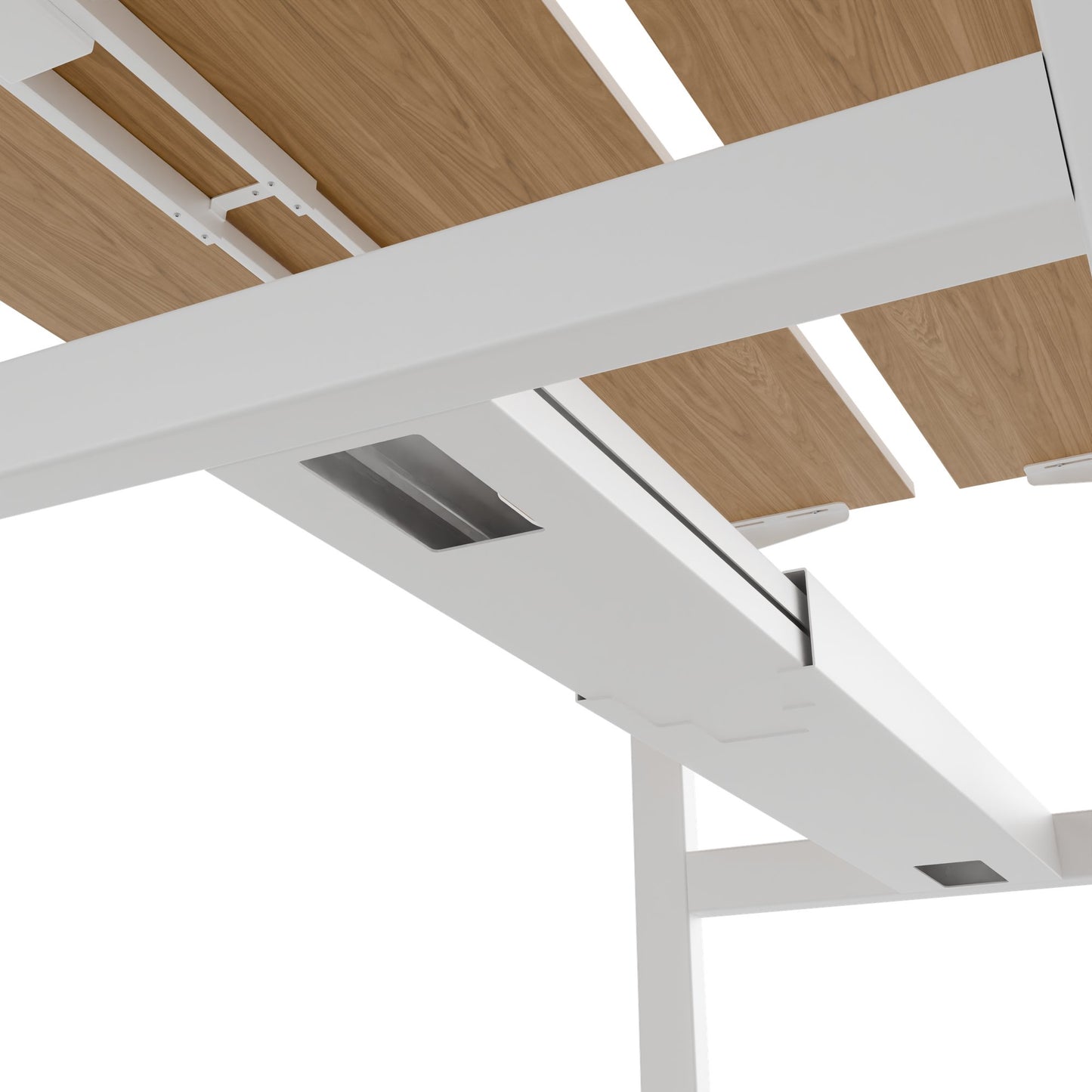 TELDRA Pro Team-Schreibtisch | 1600-1800 mm, elektrisch höhenverstellbar, Echtholz-Furnier Eiche