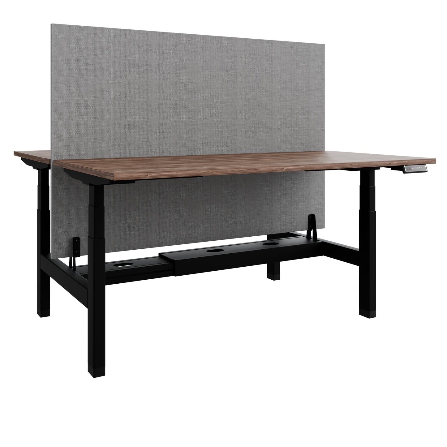 TELDRA Pro Team-Schreibtisch | 1600-1800 mm, elektrisch höhenverstellbar, Echtholz-Furnier Nussbaum