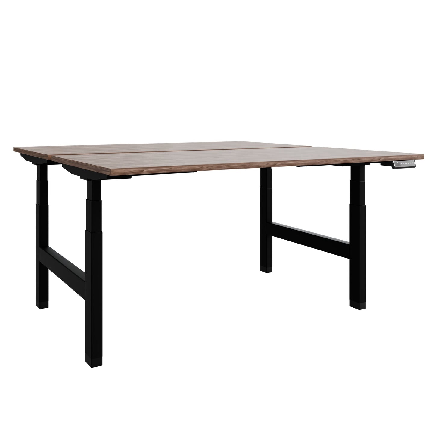 TELDRA Pro Team-Schreibtisch | 1600-1800 mm, elektrisch höhenverstellbar, Echtholz-Furnier Nussbaum