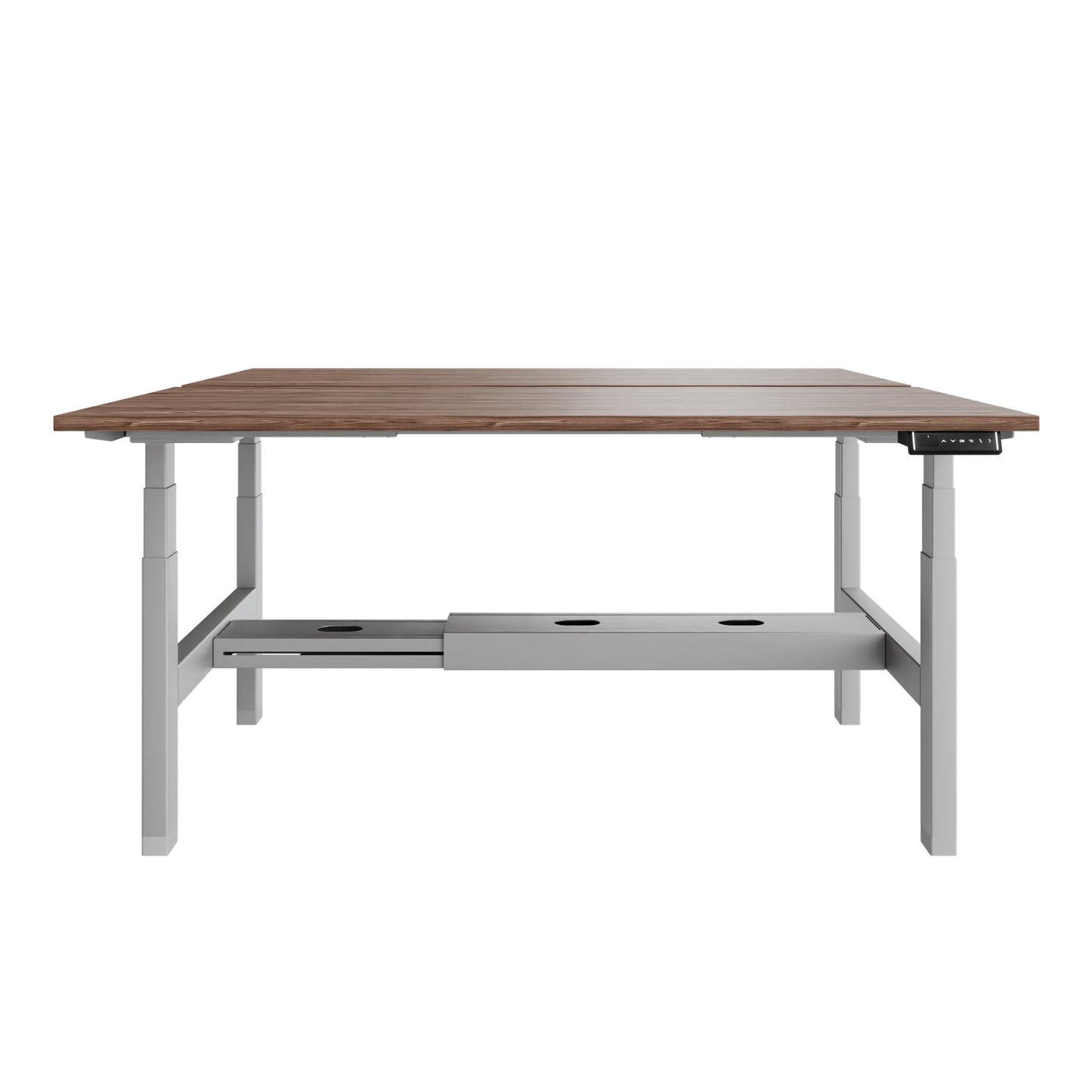 TELDRA Pro Team-Schreibtisch | 1600-1800 mm, elektrisch höhenverstellbar, Echtholz-Furnier Nussbaum