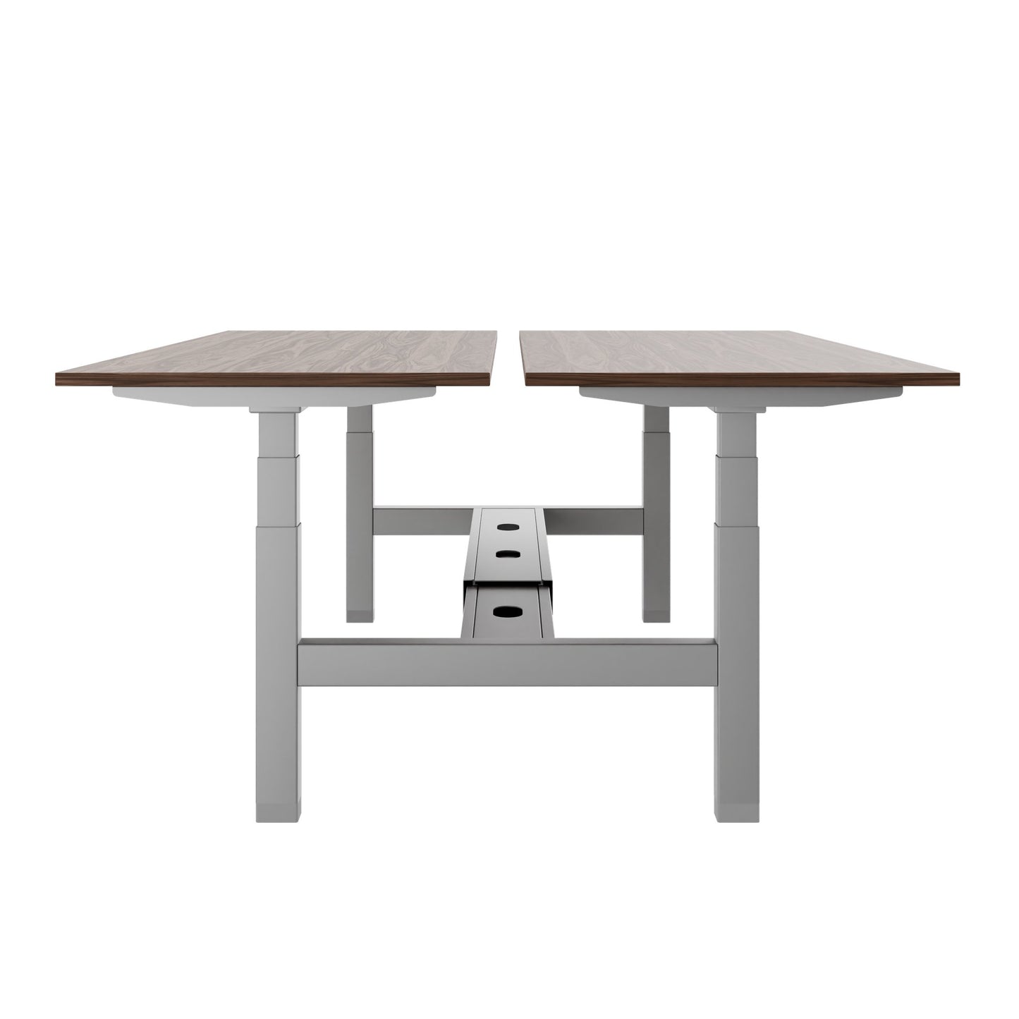 TELDRA Pro Team-Schreibtisch | 1600-1800 mm, elektrisch höhenverstellbar, Echtholz-Furnier Nussbaum