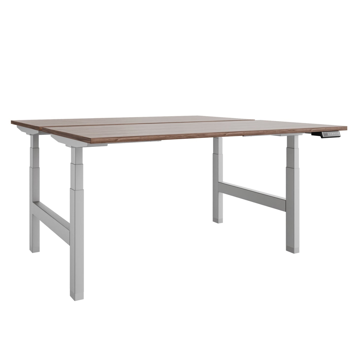 TELDRA Pro Team-Schreibtisch | 1600-1800 mm, elektrisch höhenverstellbar, Echtholz-Furnier Nussbaum