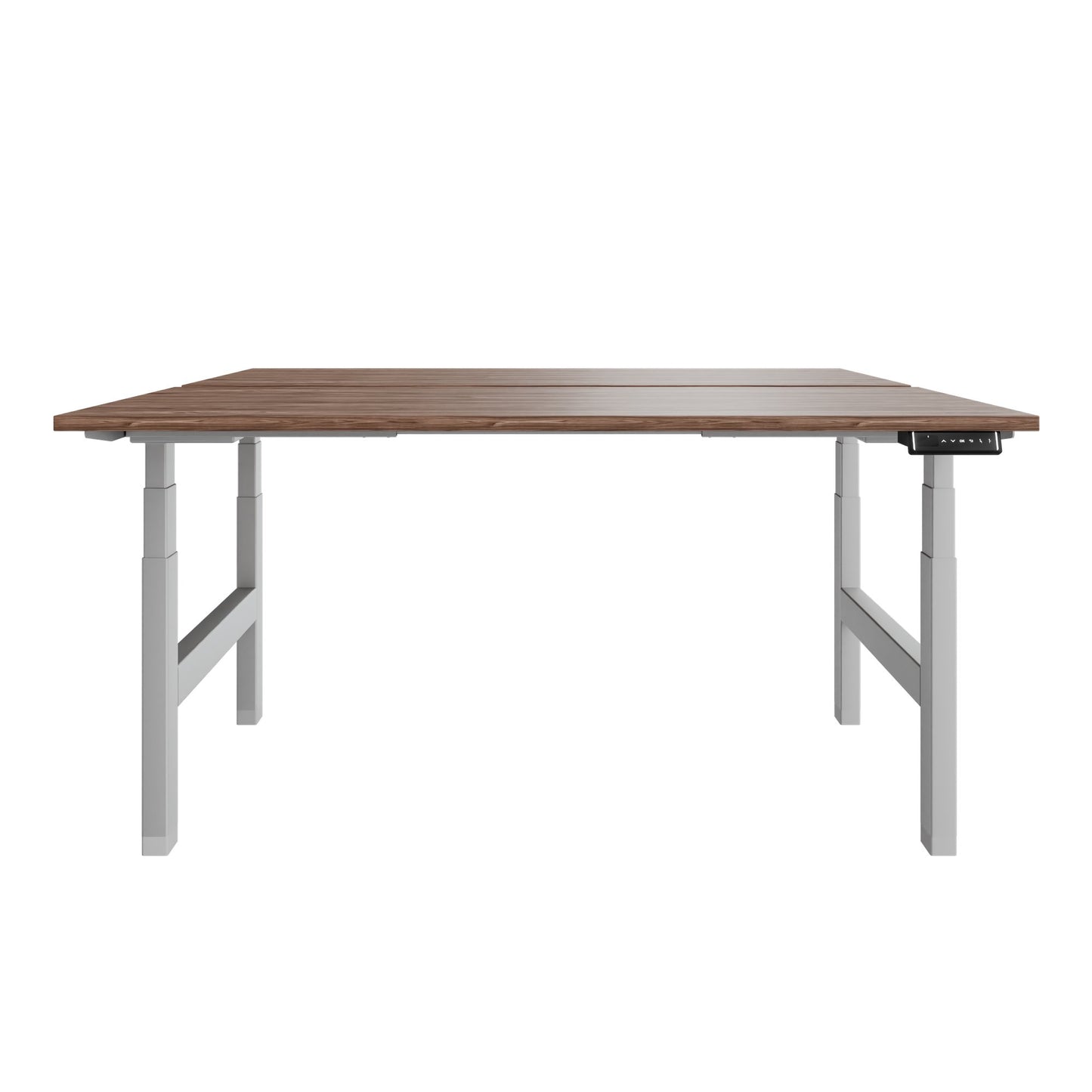 TELDRA Pro Team-Schreibtisch | 1600-1800 mm, elektrisch höhenverstellbar, Echtholz-Furnier Nussbaum