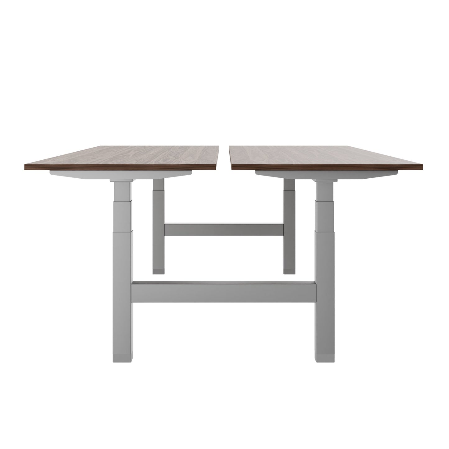 TELDRA Pro Team-Schreibtisch | 1600-1800 mm, elektrisch höhenverstellbar, Echtholz-Furnier Nussbaum